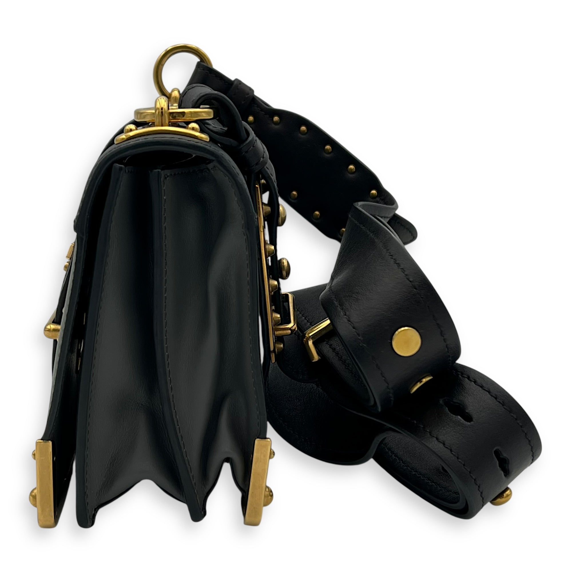 Cahier Crossbody Bag Grey in Calfskin, Gold hardware - Image 5