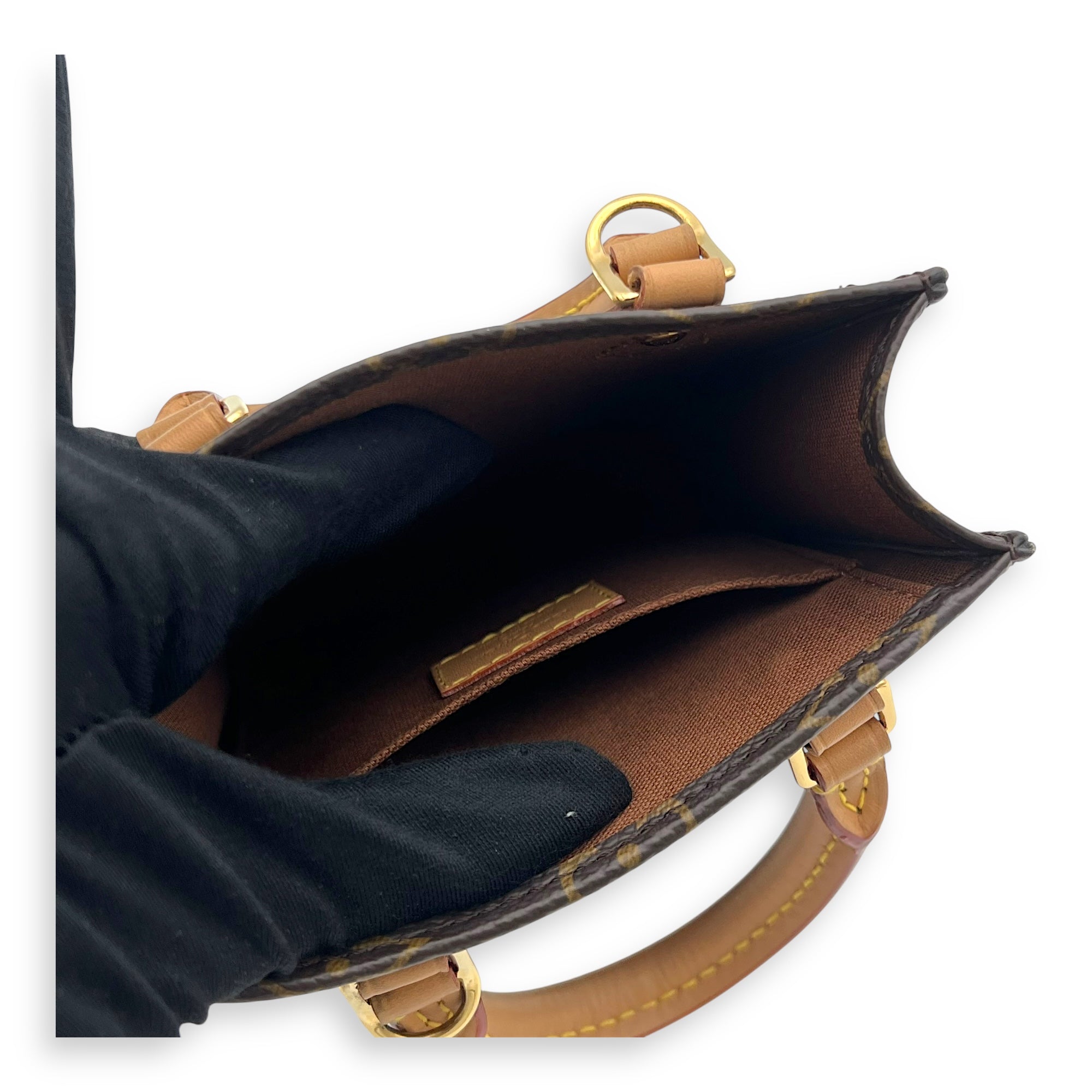 Sac Plat Petite Brown Top Handle Bag in Monogram Coated Canvas, Gold hardware - Image 10