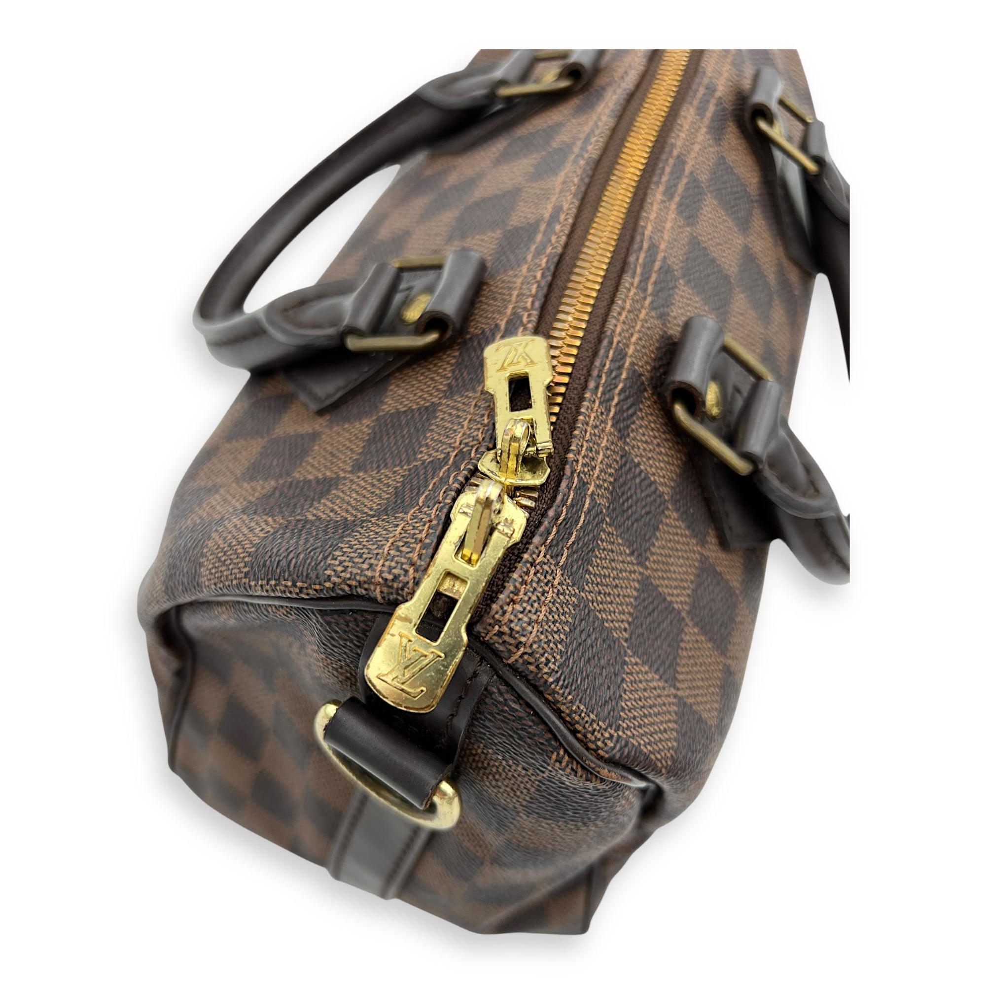 Speedy Bandouliere Top Handle Bag 25 Brown in Coated Canvas, Gold hardware - Image 7