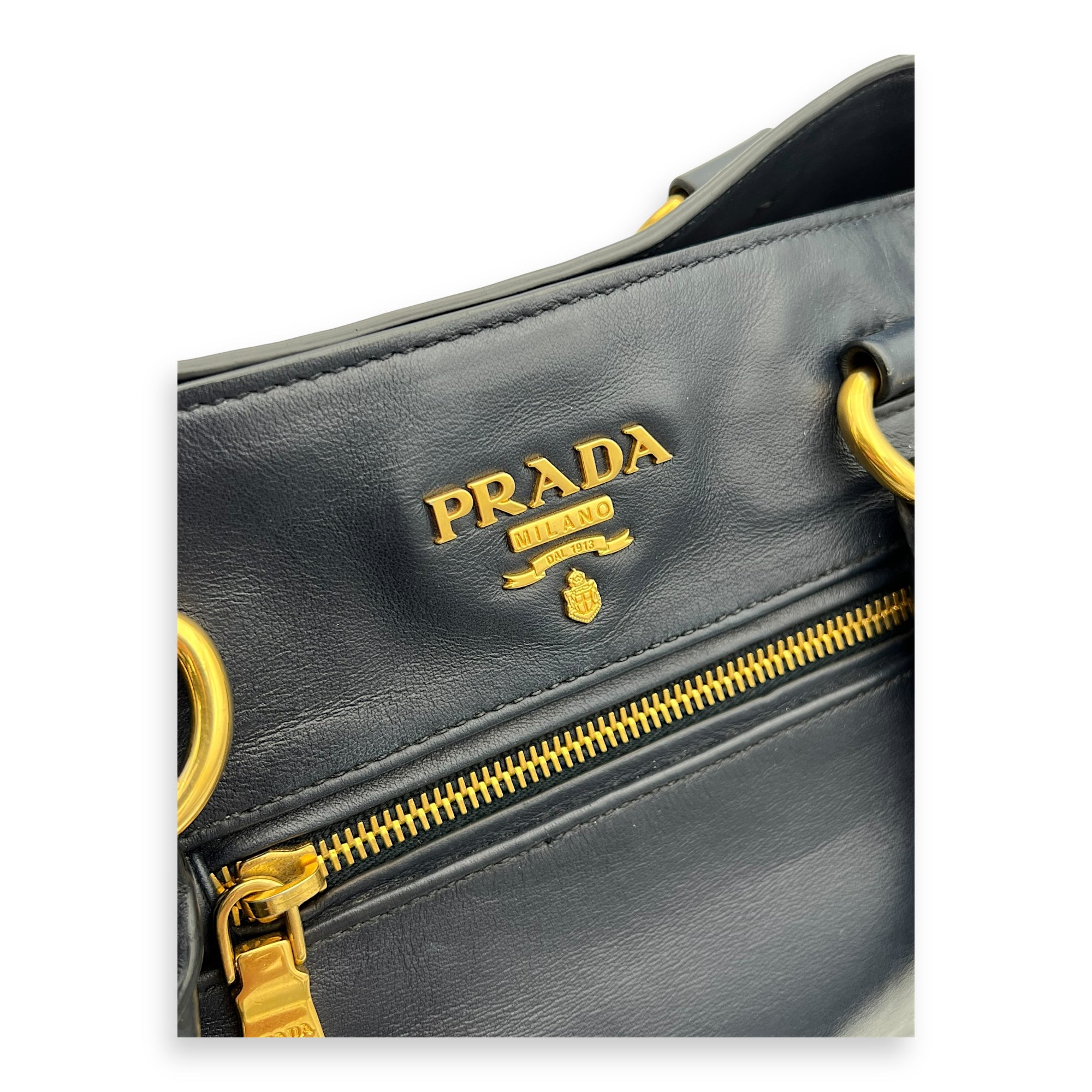 2 way bag Top Handle Bag Blue in Calfskin, Gold hardware - Image 8