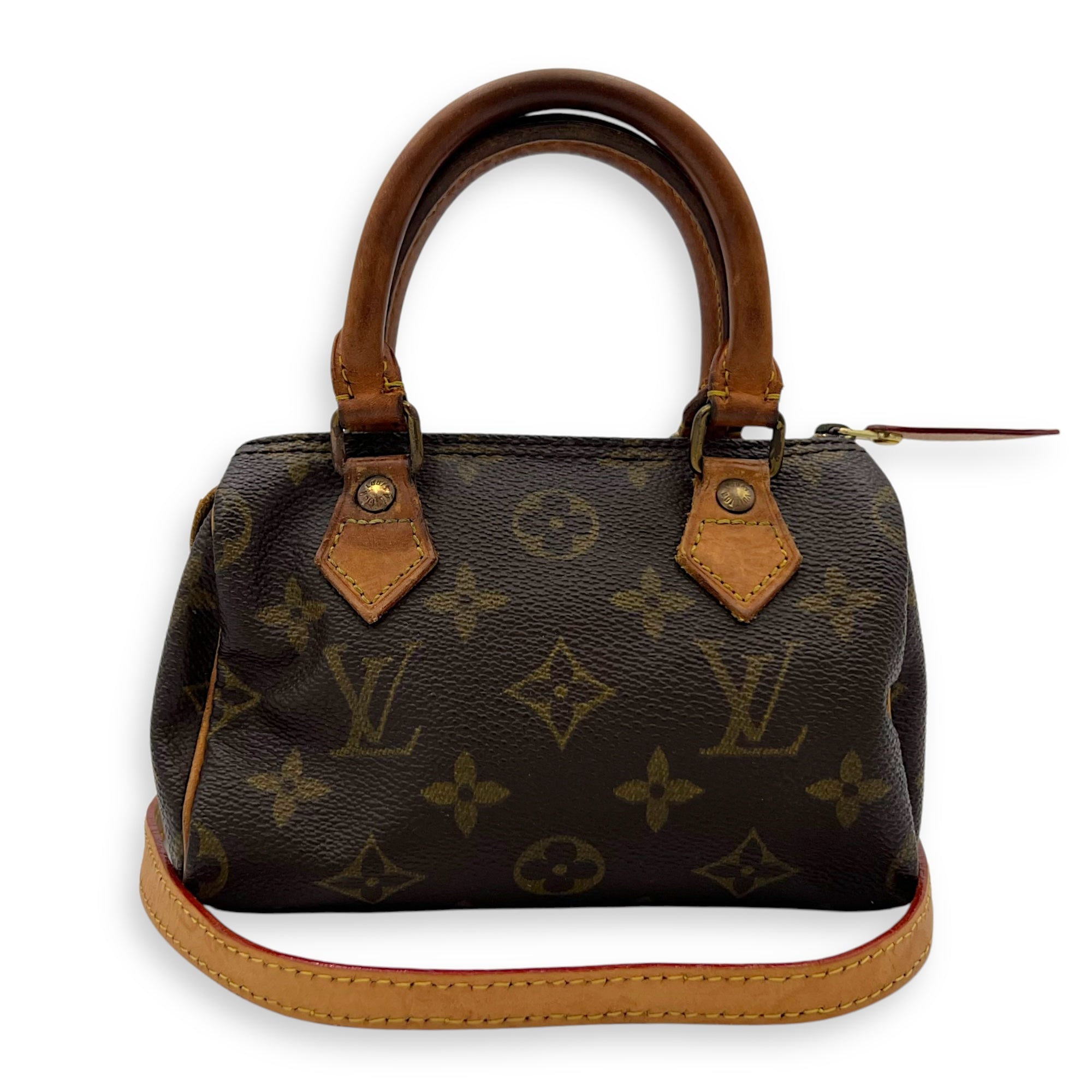 Speedy Crossbody Bag Nano Brown in Monogram Coated Canvas, Gold hardware - Image 11