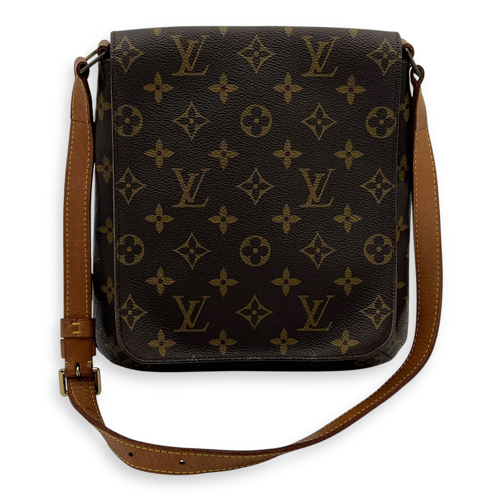 Musette Salsa Brown Crossbody Bag in Monogram Coated Canvas, Gold hardware - Image 17