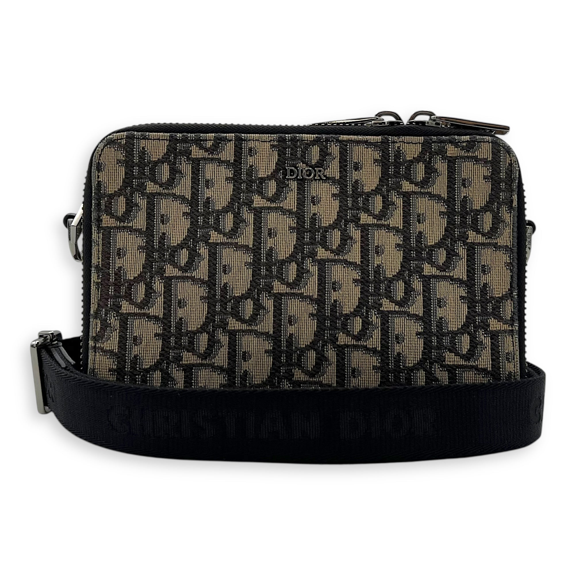 Zipped Pouch Oblique Blue Crossbody Bag in Jacquard, Silver hardware - Image 11