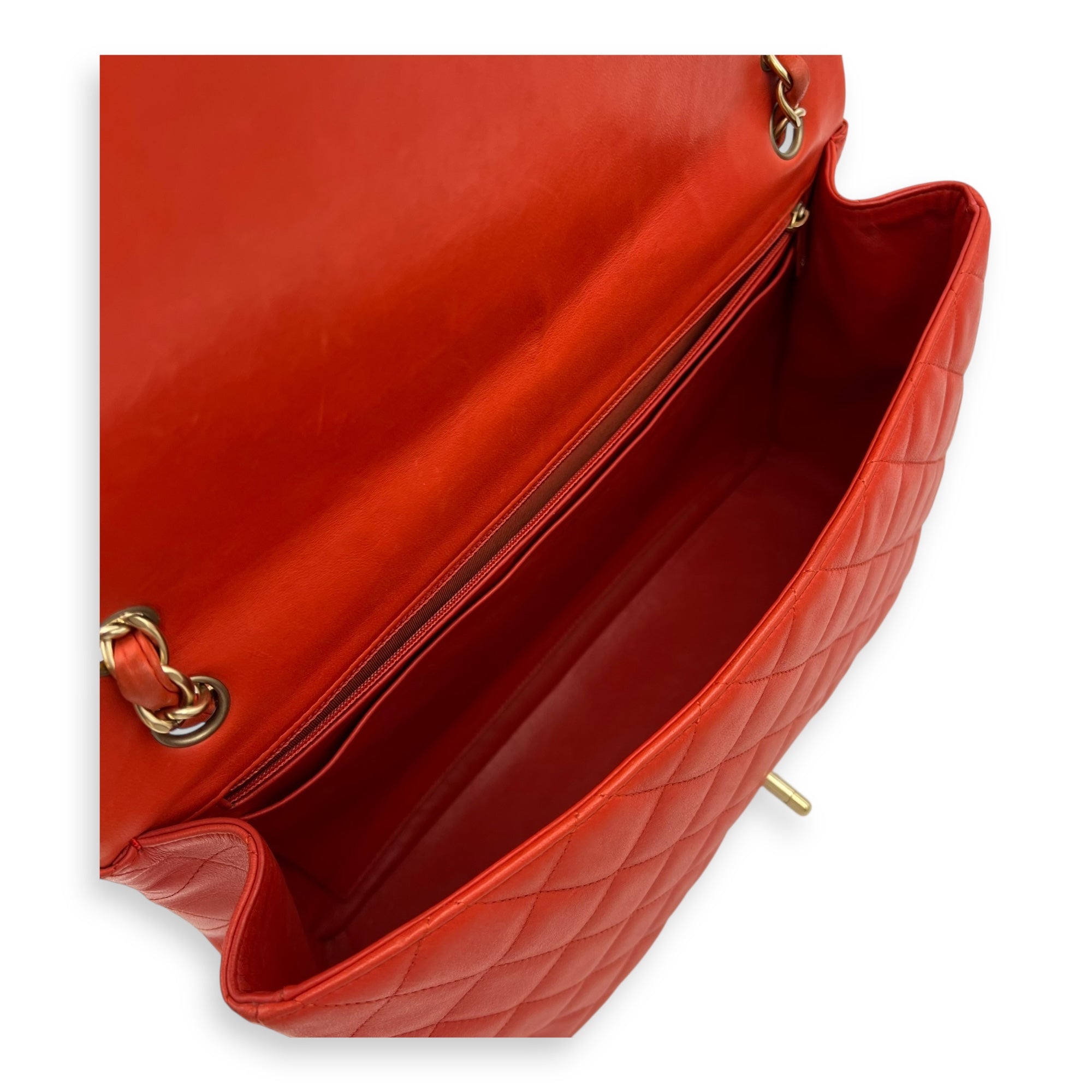 Classic Orange Shoulder Bag in Lambskin, Brushed Gold hardware - Image 11