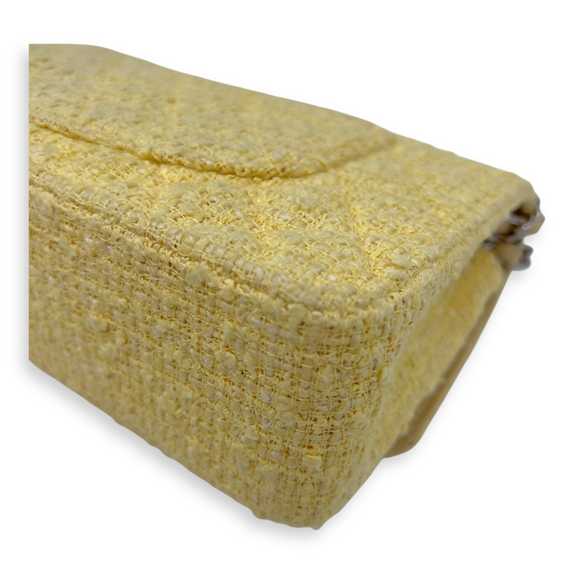 Classic Shoulder Bag Yellow in Tweed, Silver hardware - Image 11