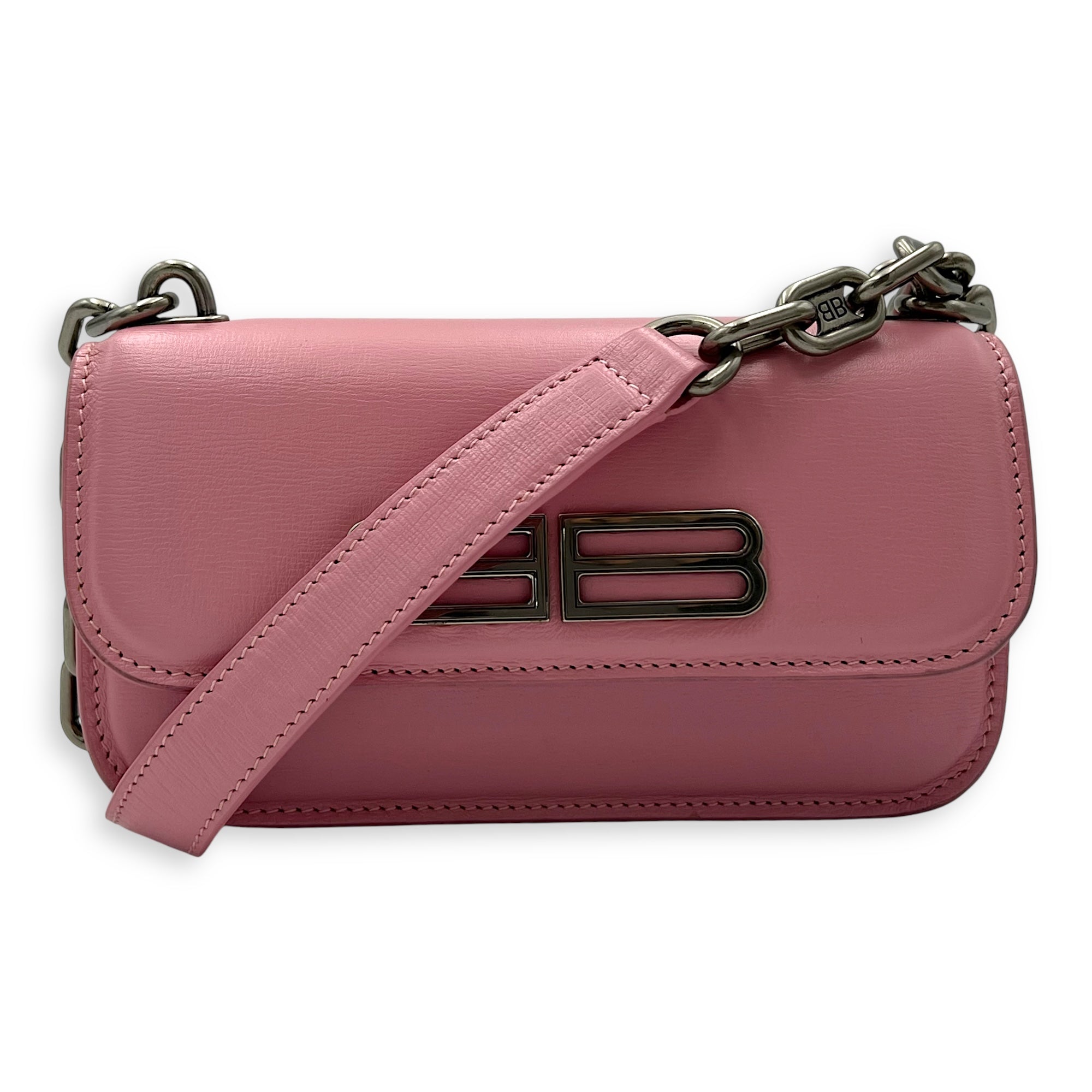 Gossip Pink Wallet On Chain in Calfskin, Silver hardware - Image 11
