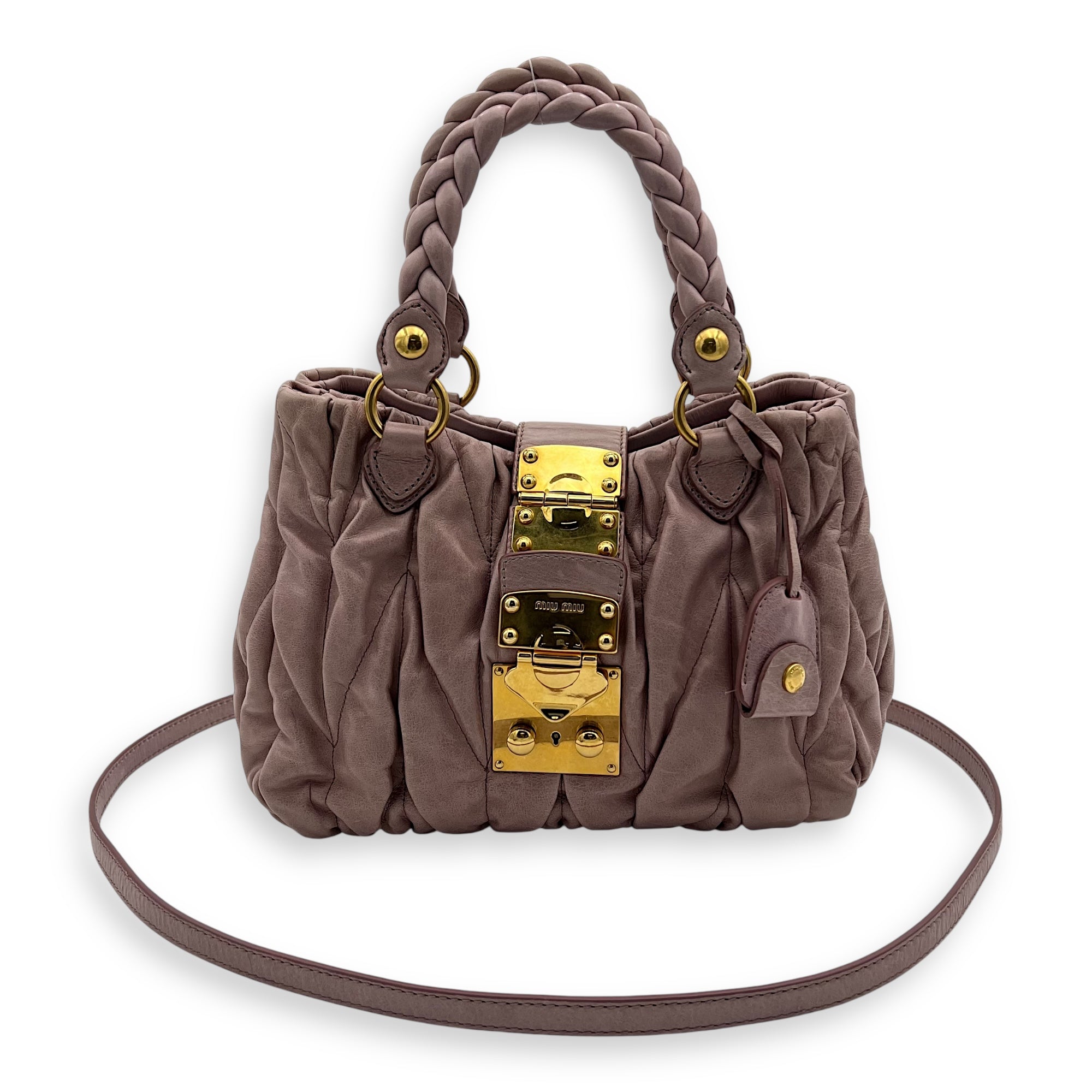 Gaufre Top Handle Bag Pink in Calfskin, Gold hardware - Image 14