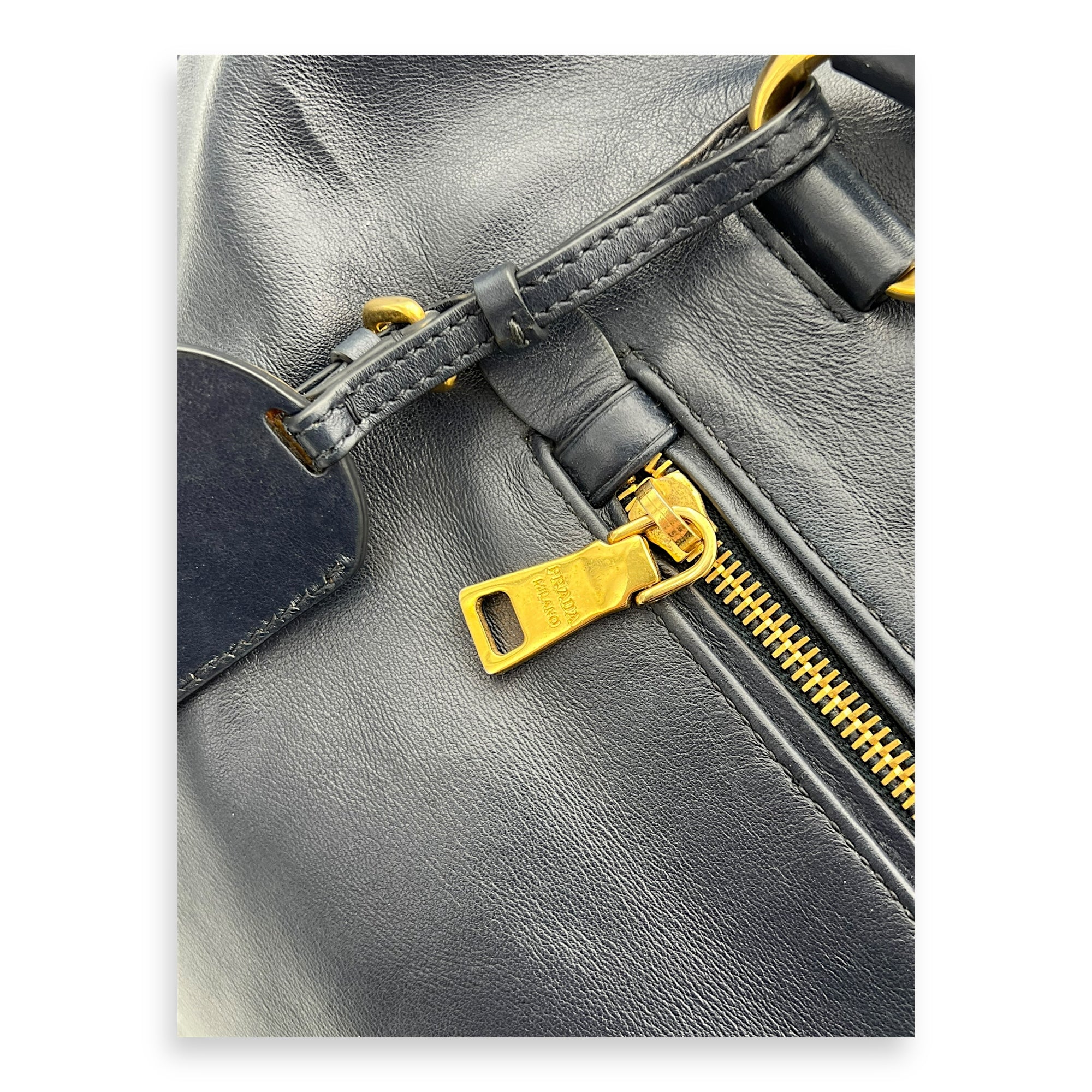 2 way bag Top Handle Bag Blue in Calfskin, Gold hardware - Image 11