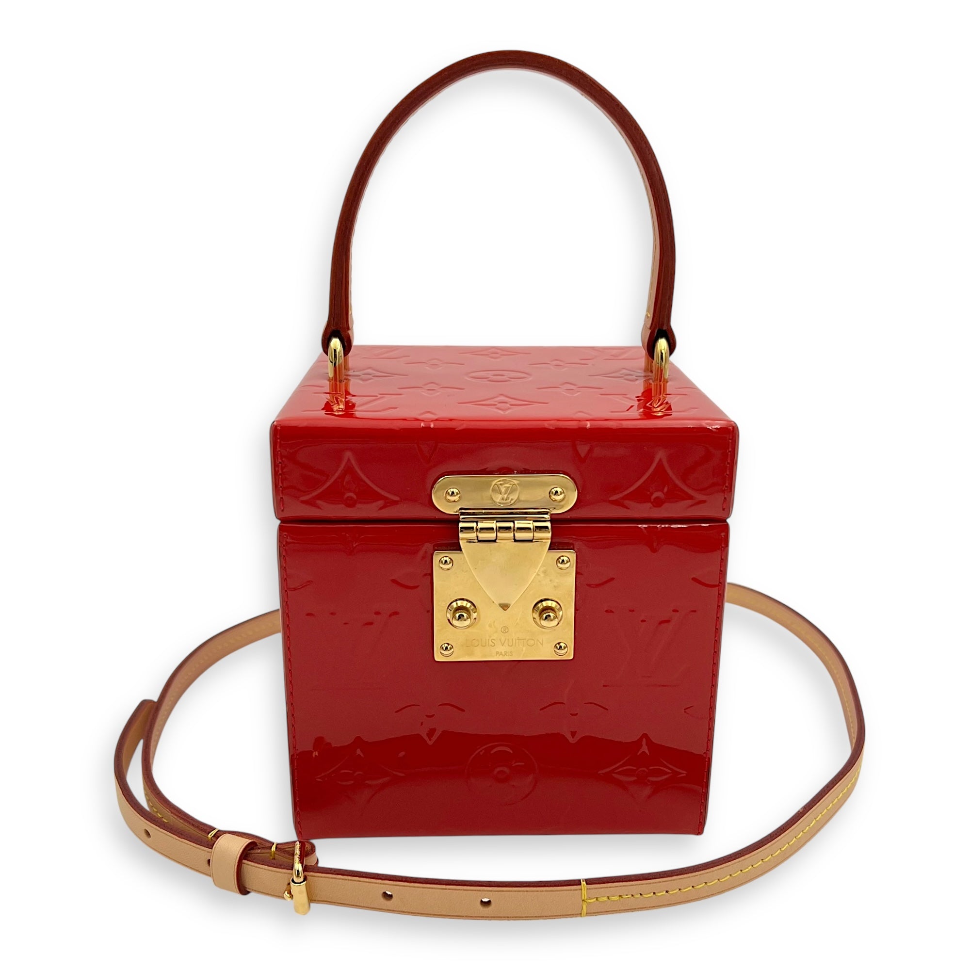 Bleecker Top Handle Bag Red in Vernis, Gold hardware - Image 9