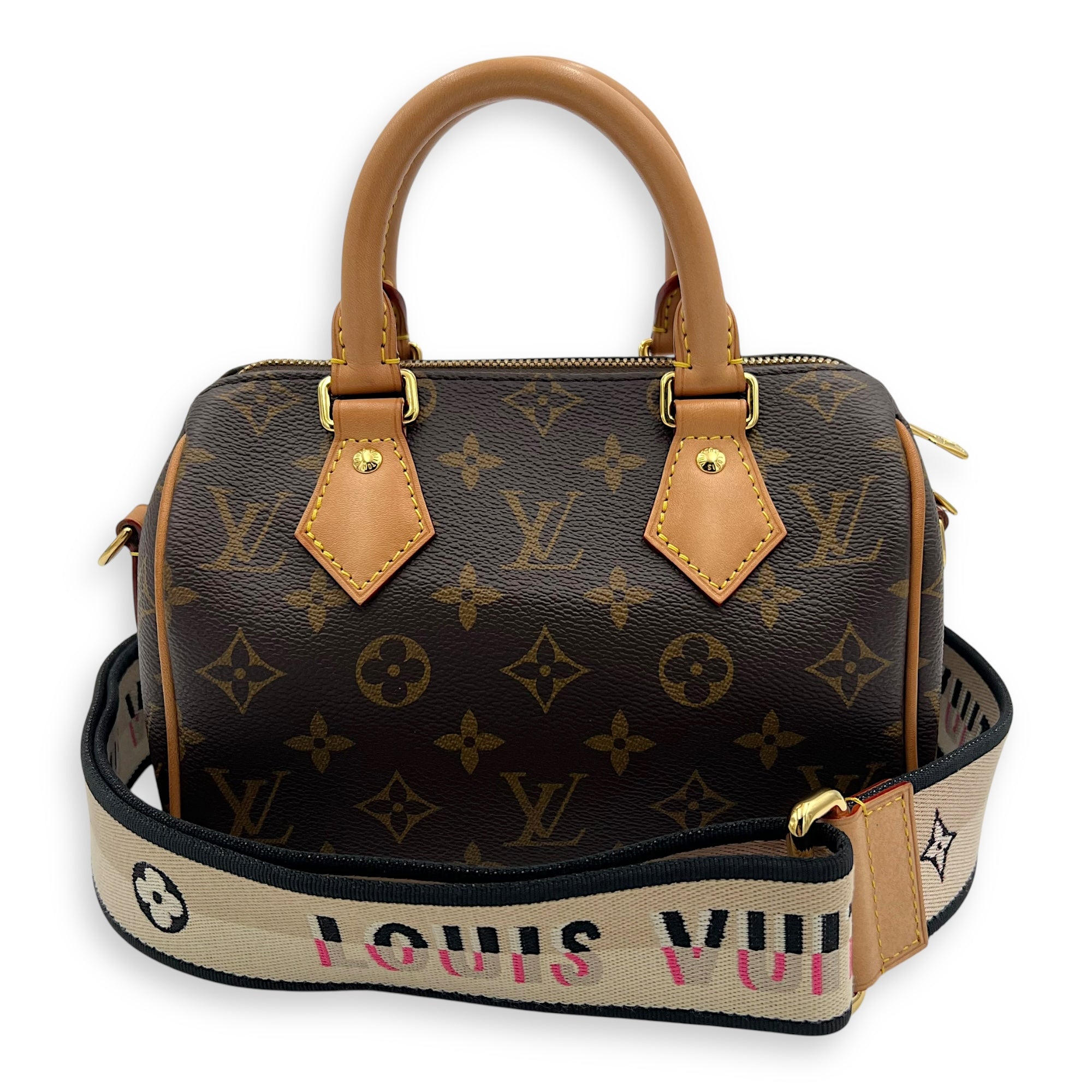 Speedy Bandouliere 20 Brown Top Handle Bag in Monogram Coated Canvas, Gold hardware - Image 9