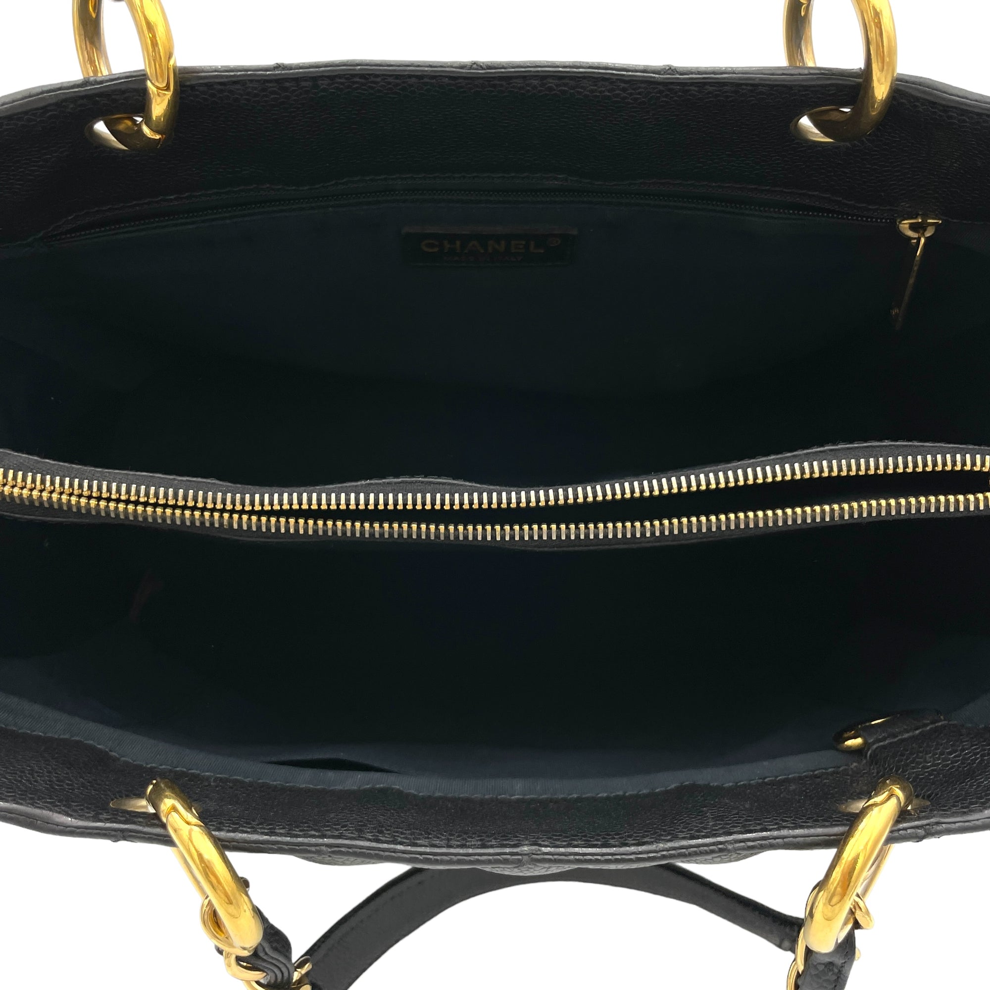 GST Grand Black Tote Bag in Caviar Leather, Gold hardware - Image 12