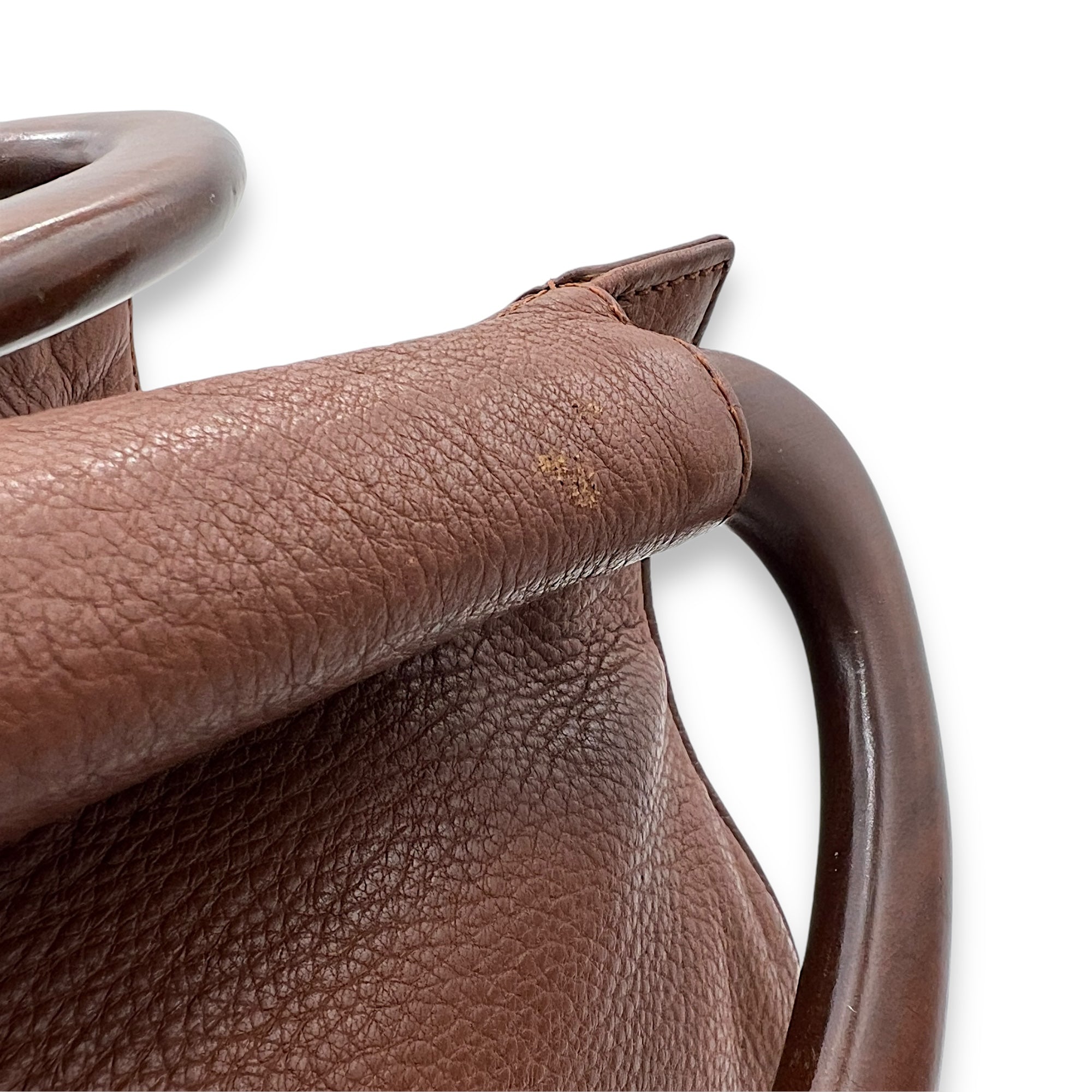 Vintage CC Brown Top Handle Bag in Calfskin, Gold hardware - Image 12