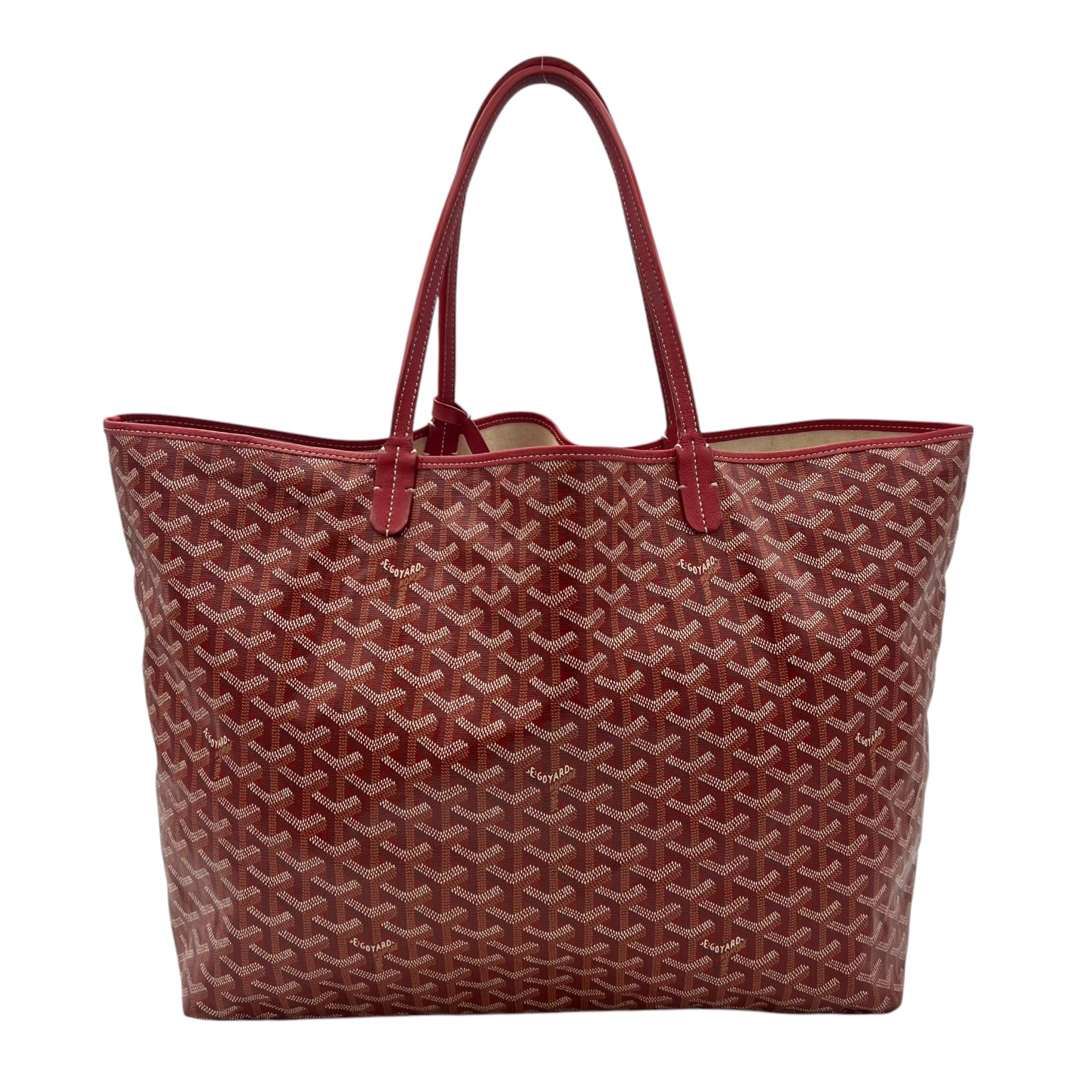 Saint Louis GM Red Tote Bag in Coated Canvas, Silver hardware