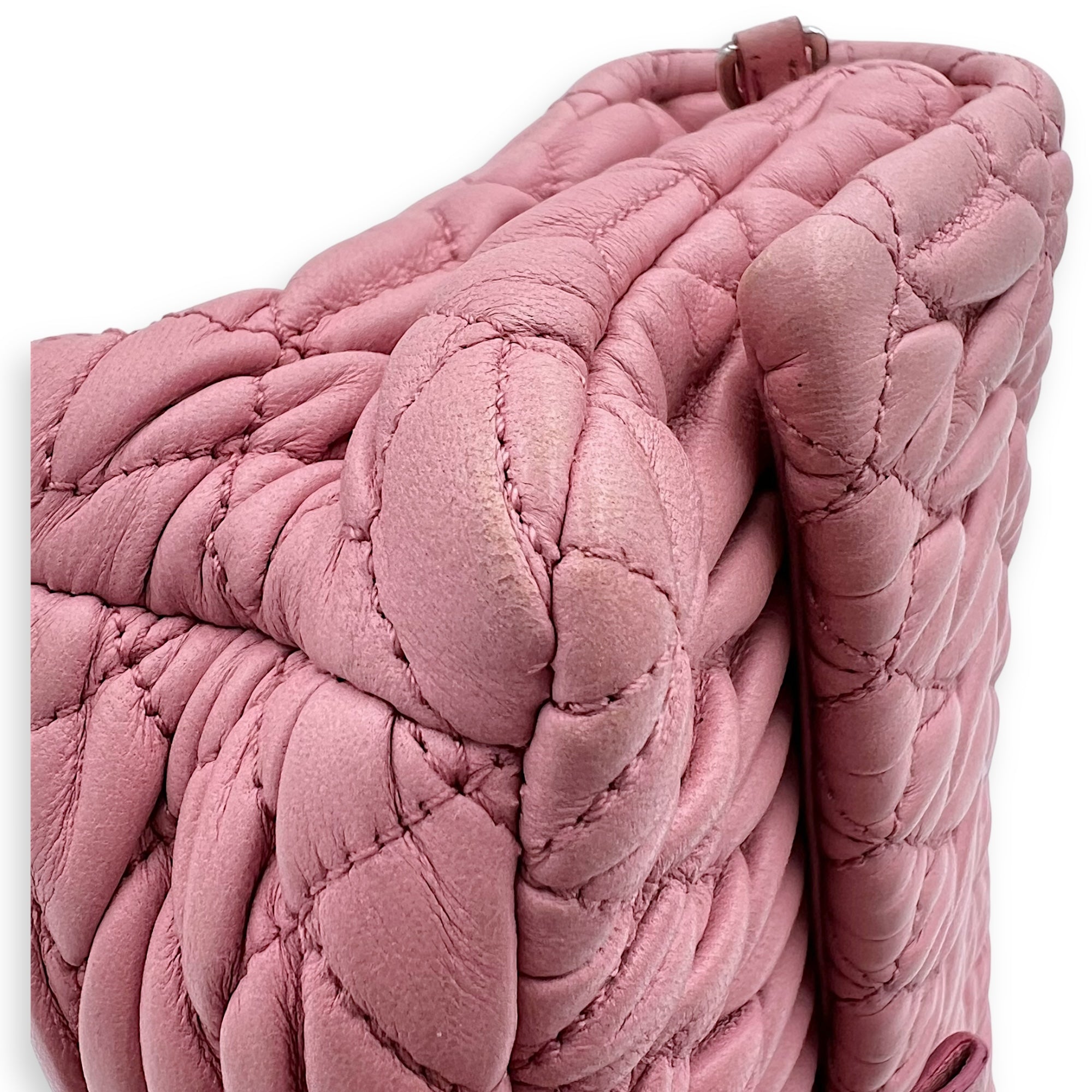 Matelassé Shoulder Bag Pink in Lambskin, Silver hardware - Image 12