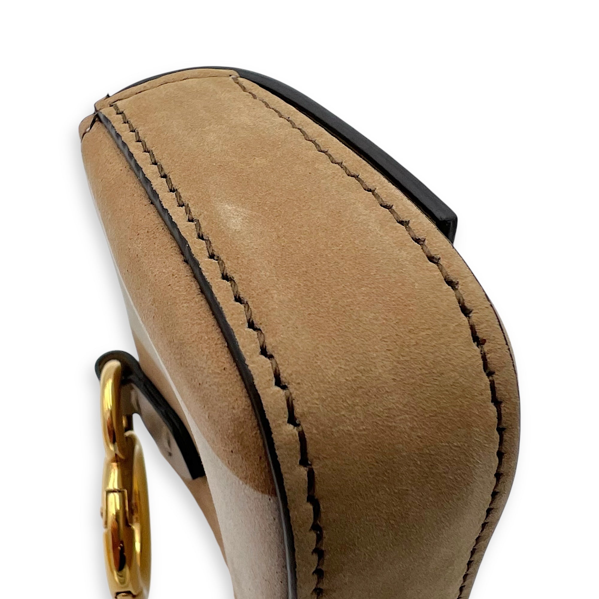 Baguette Nano Brown Crossbody Bag in Suede Leather, Gold hardware - Image 12
