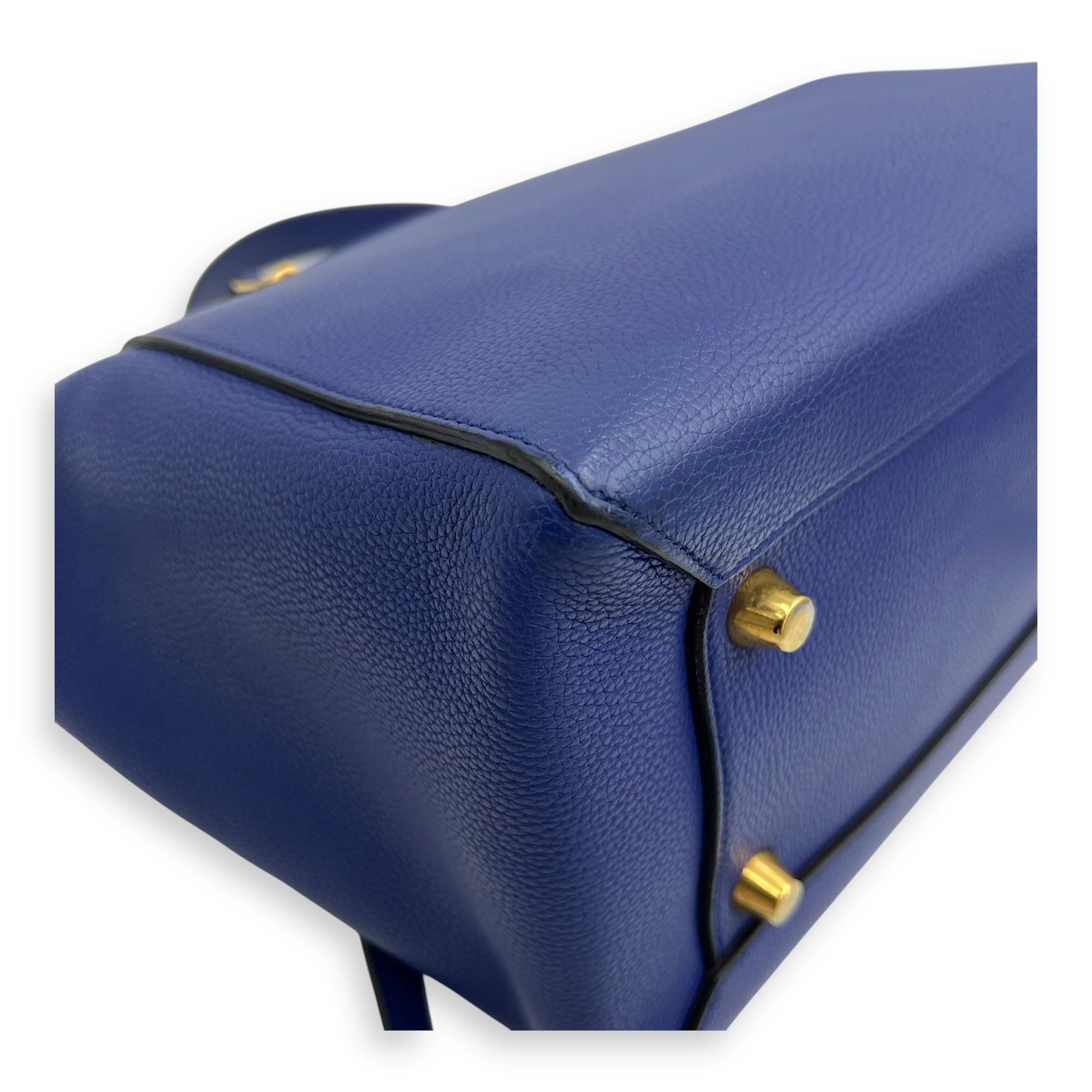 Belt Bag Mini Blue Top Handle Bag in Calfskin, Gold hardware - Image 19
