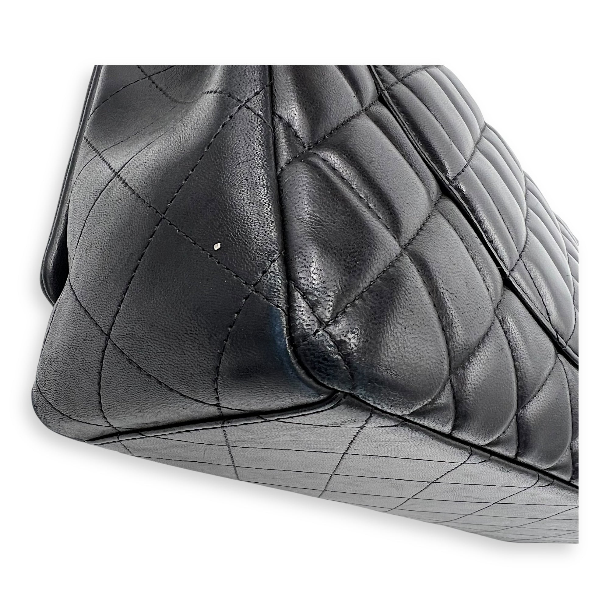 Classic Maxi Black Shoulder Bag in Lambskin, Silver hardware - Image 7