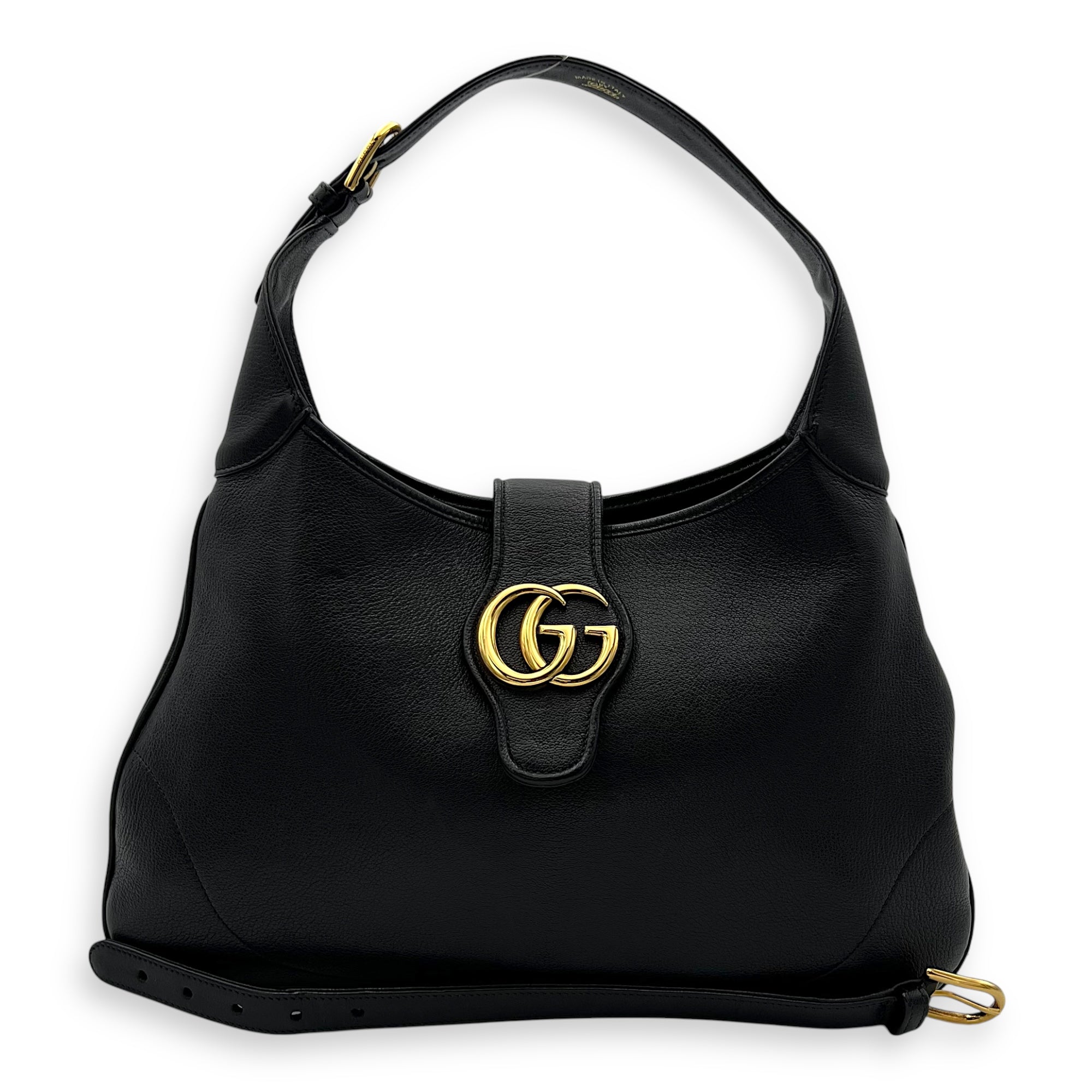 Aphrodite Shoulder Bag Medium Black in Calfskin, Gold hardware - Image 13
