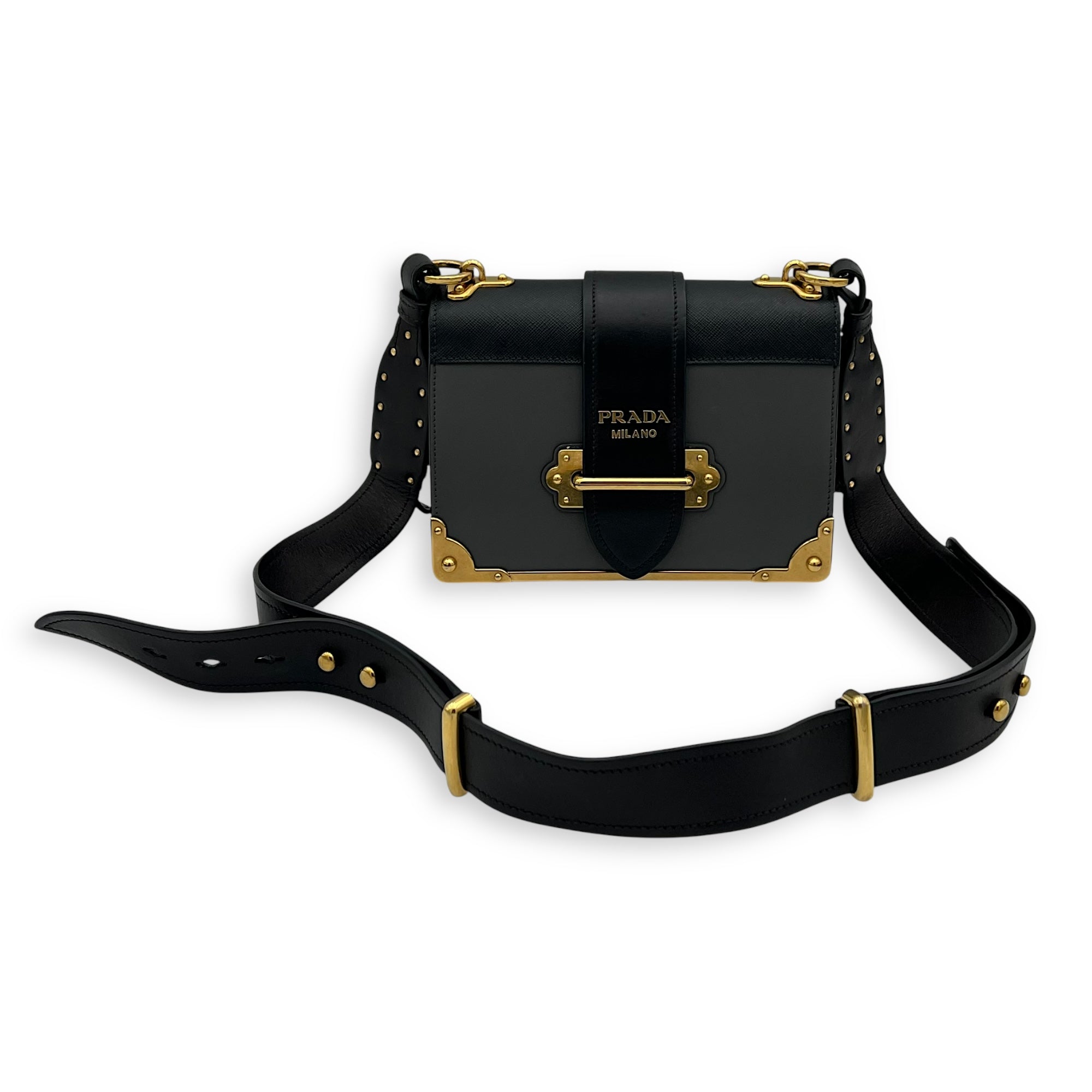 Cahier Crossbody Bag Grey in Calfskin, Gold hardware - Image 14
