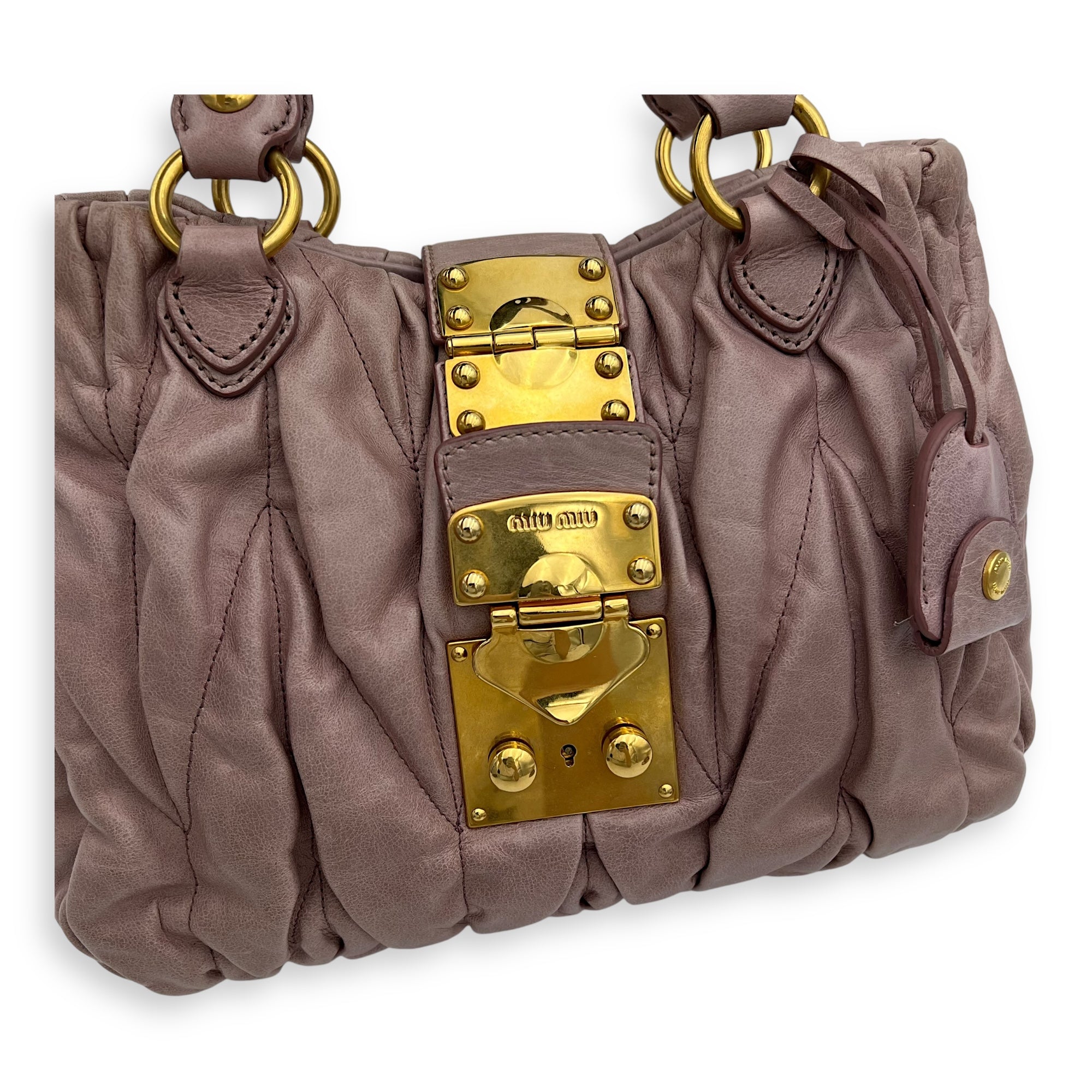 Gaufre Top Handle Bag Pink in Calfskin, Gold hardware - Image 8