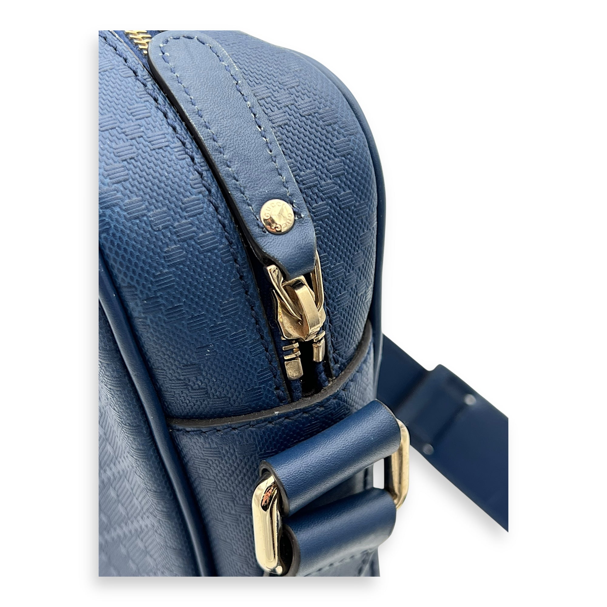 diamante Messenger Blue in Calfskin, Silver hardware - Image 7