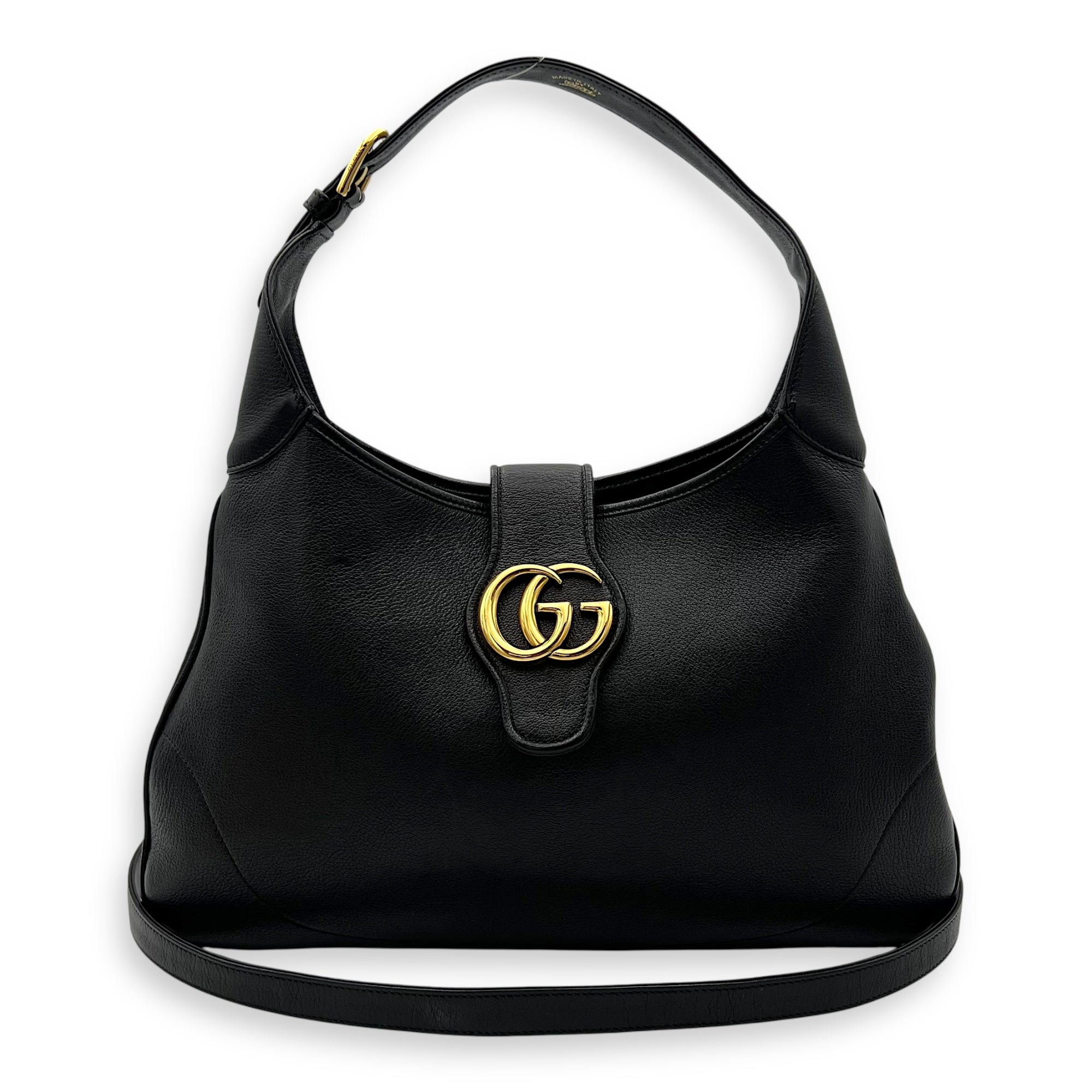 Aphrodite Shoulder Bag Medium Black in Calfskin, Gold hardware - Image 14