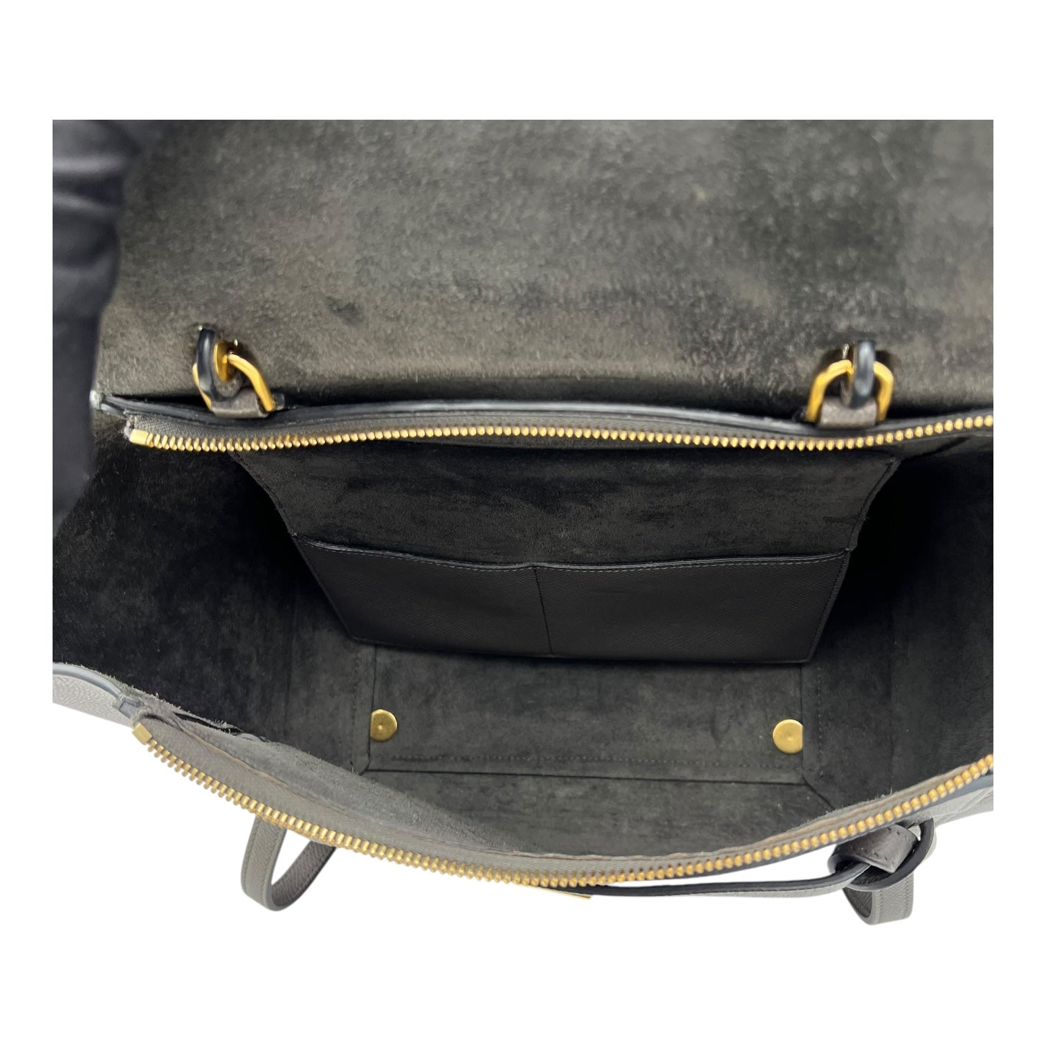 Belt Bag Mini Grey Top Handle Bag in Calfskin, Gold hardware - Image 7