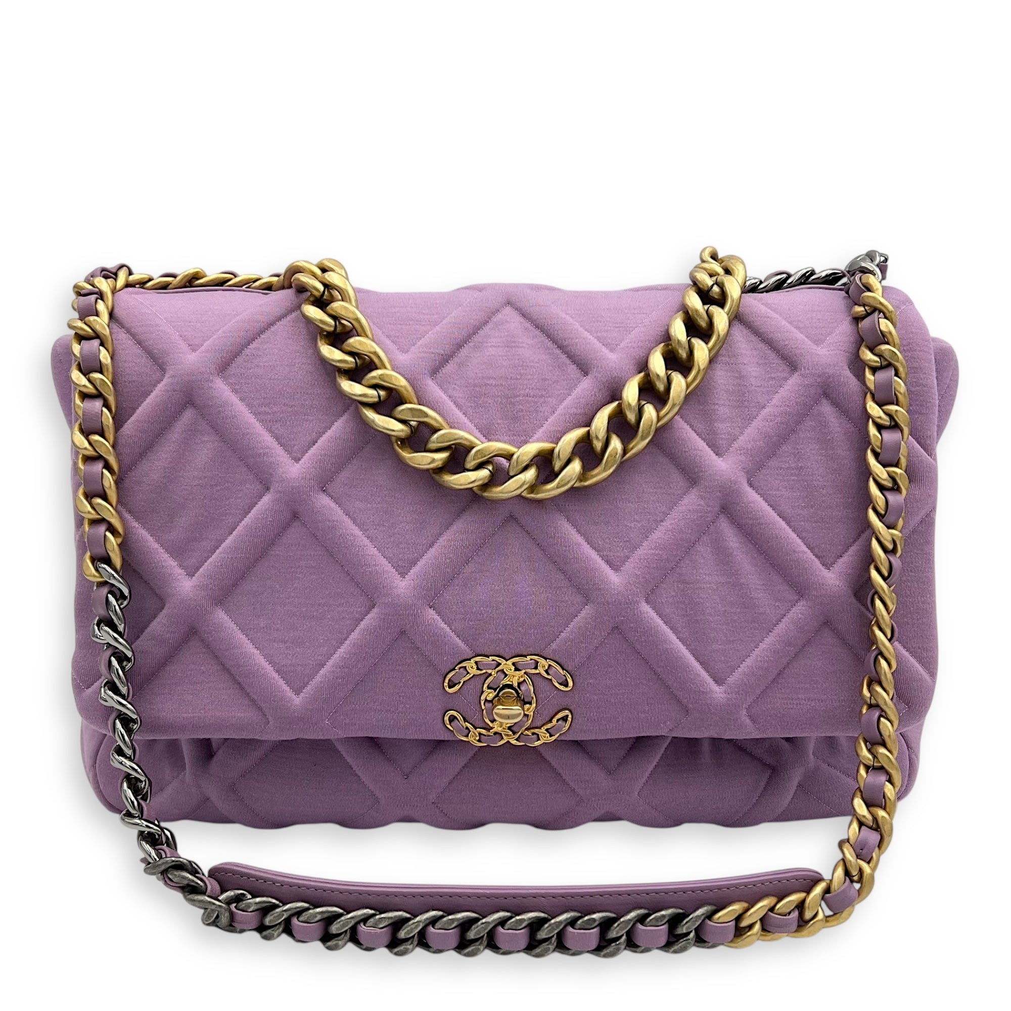 C19 Maxi Purple Crossbody Bag in Fabric, Mixed hardware - Image 14
