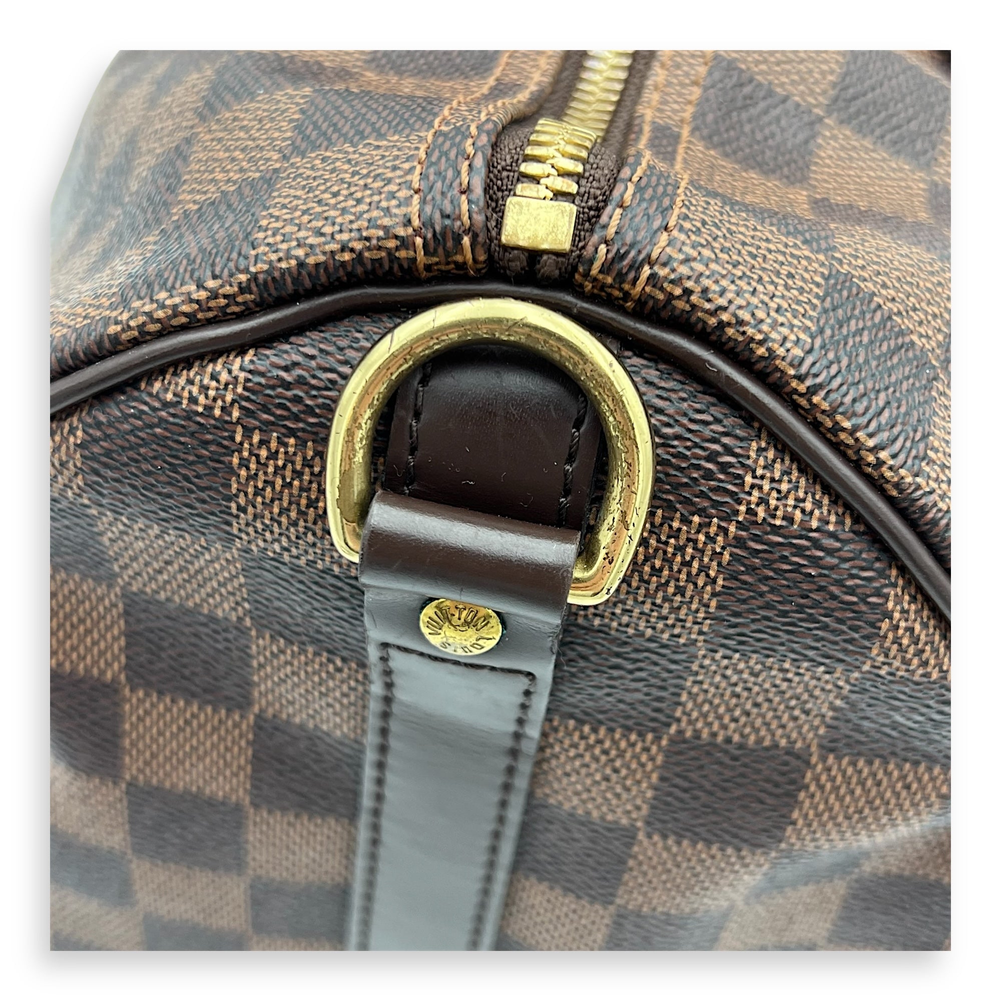 Speedy Bandouliere 35 Brown Top Handle Bag in Coated Canvas, Gold hardware - Image 10