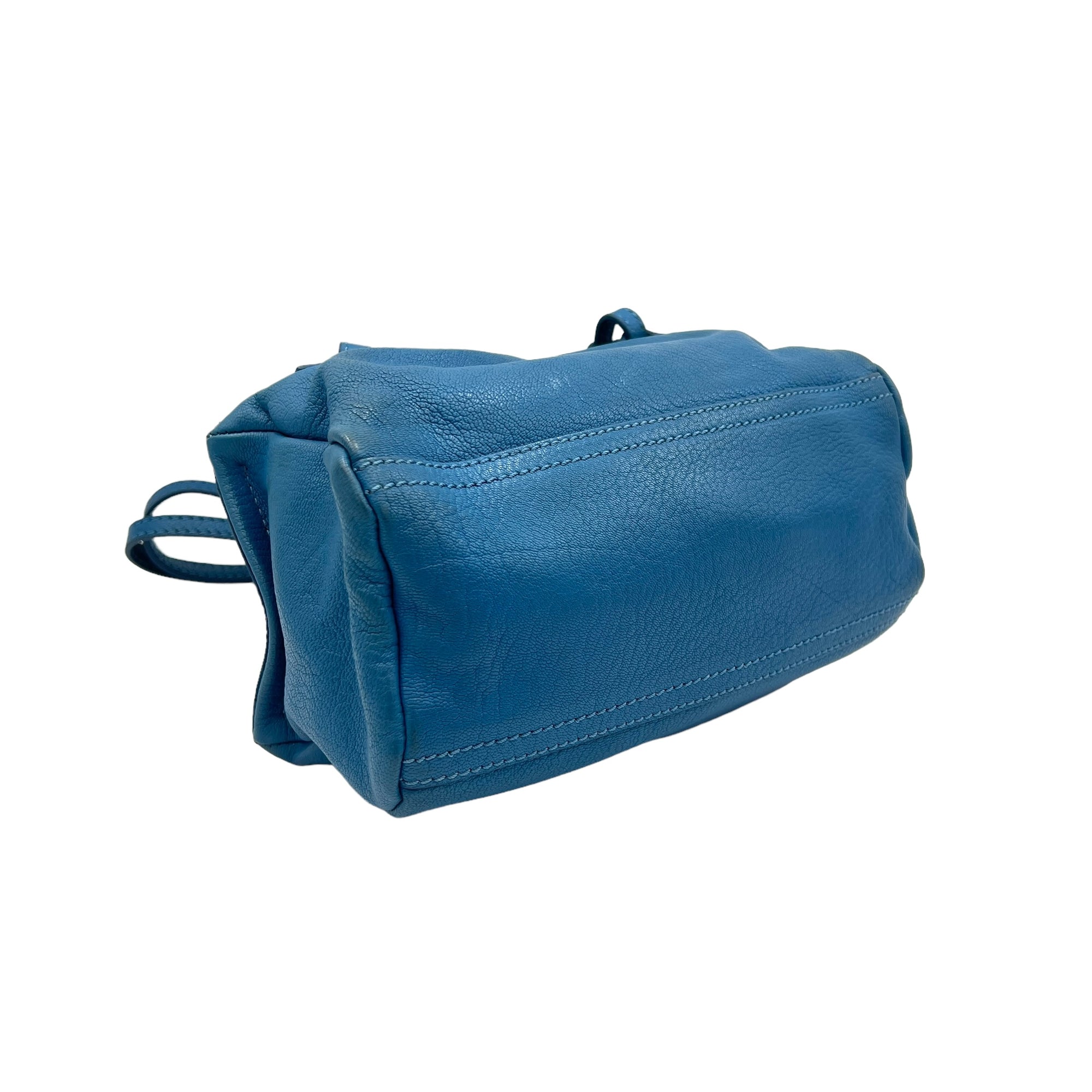 Pandora Crossbody Bag Mini Blue in Calfskin , Silver Hardware - Image 5