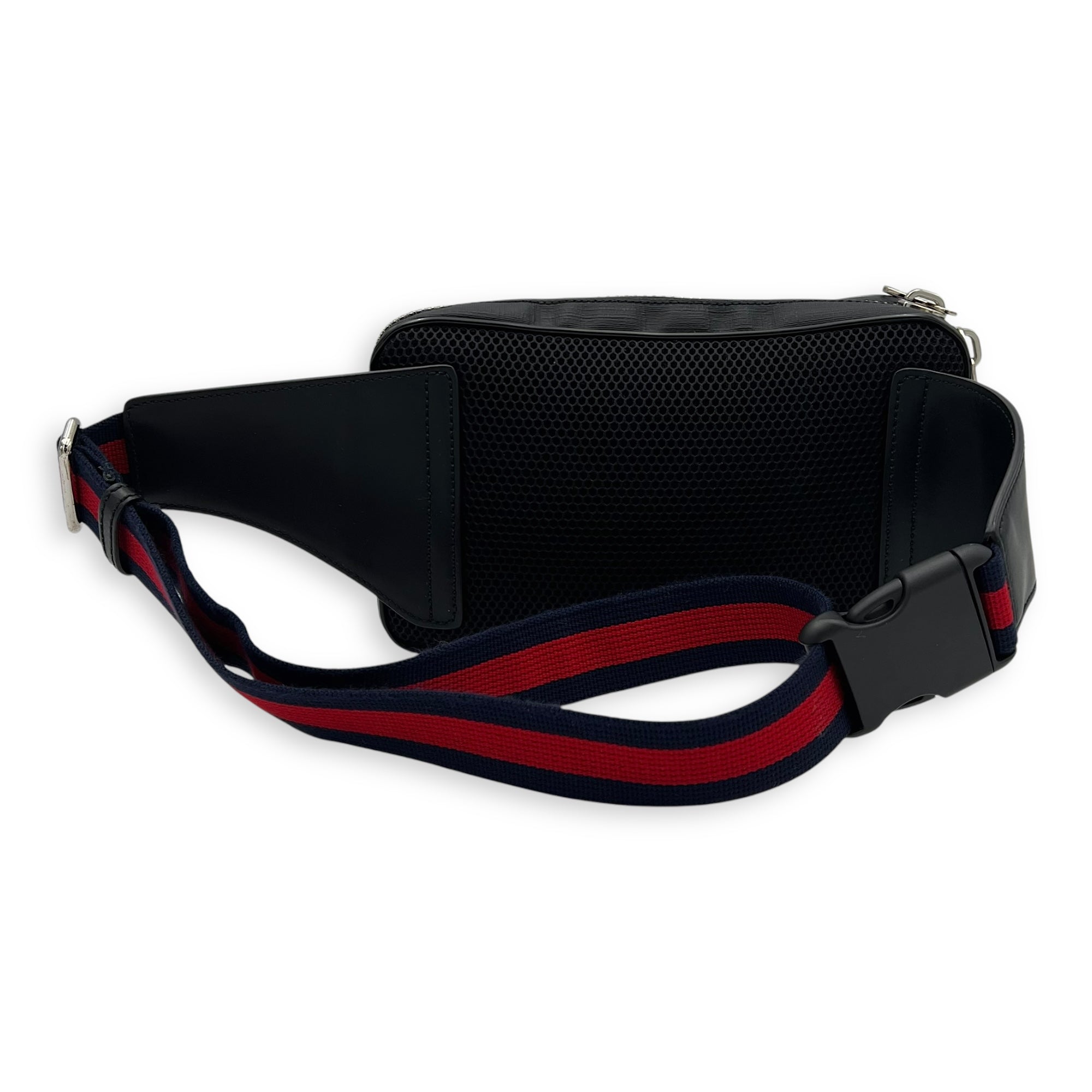 GG Supreme Belt Bag Black in Monogram Coated Canvas, Silver hardware - Image 3