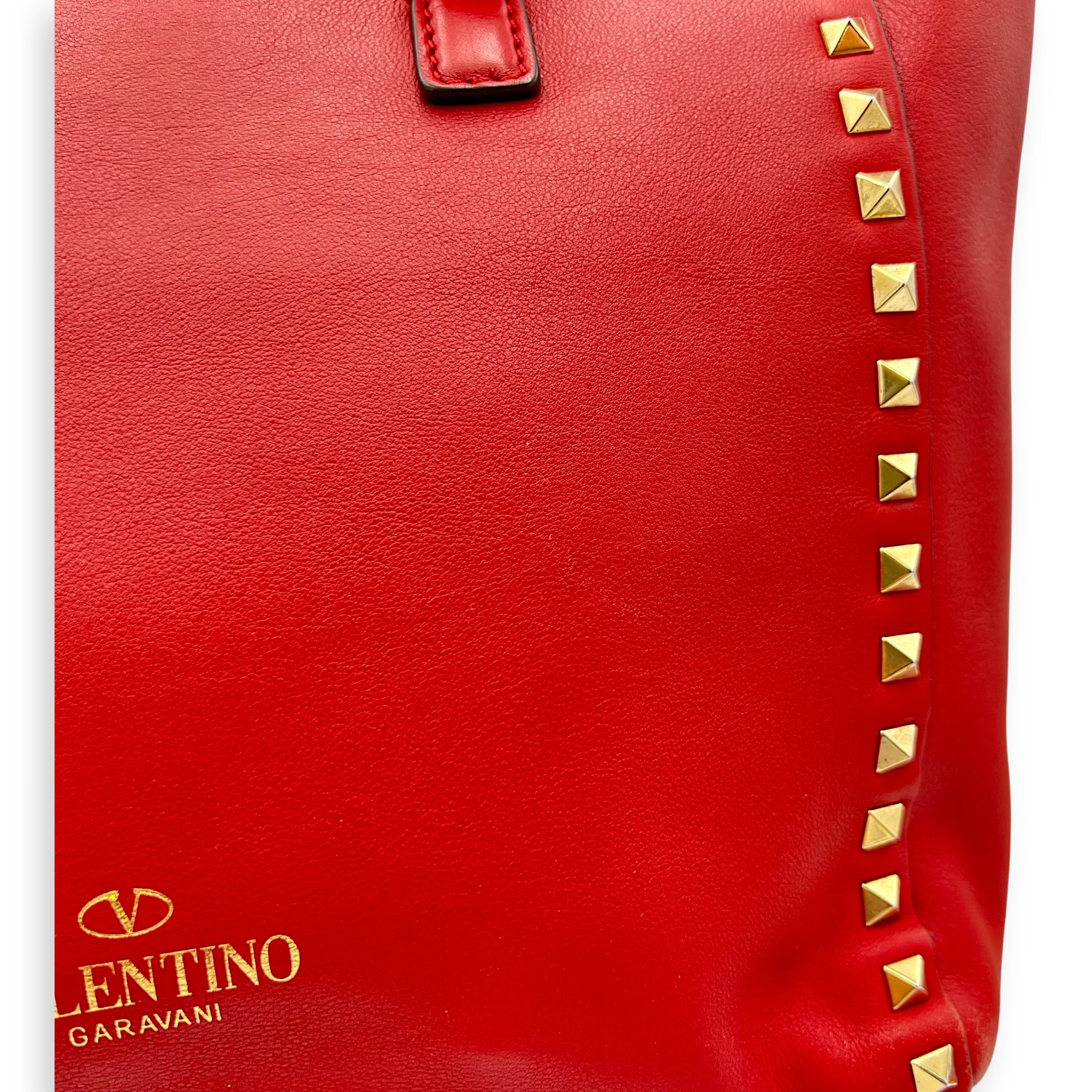 Rockstud Top Handle Bag Red in Calfskin, Gold hardware - Image 19