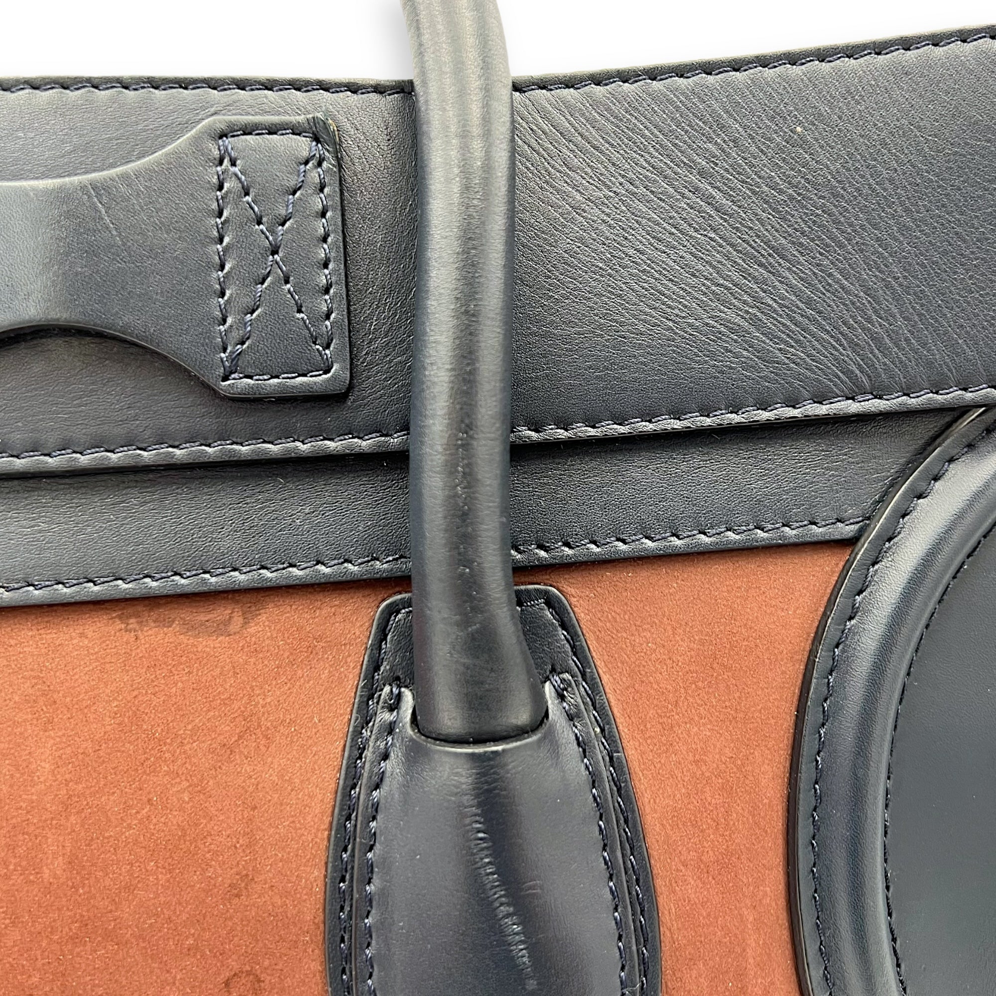 Luggage Mini Multi-colour Top Handle Bag in Suede Leather, Gold hardware - Image 15