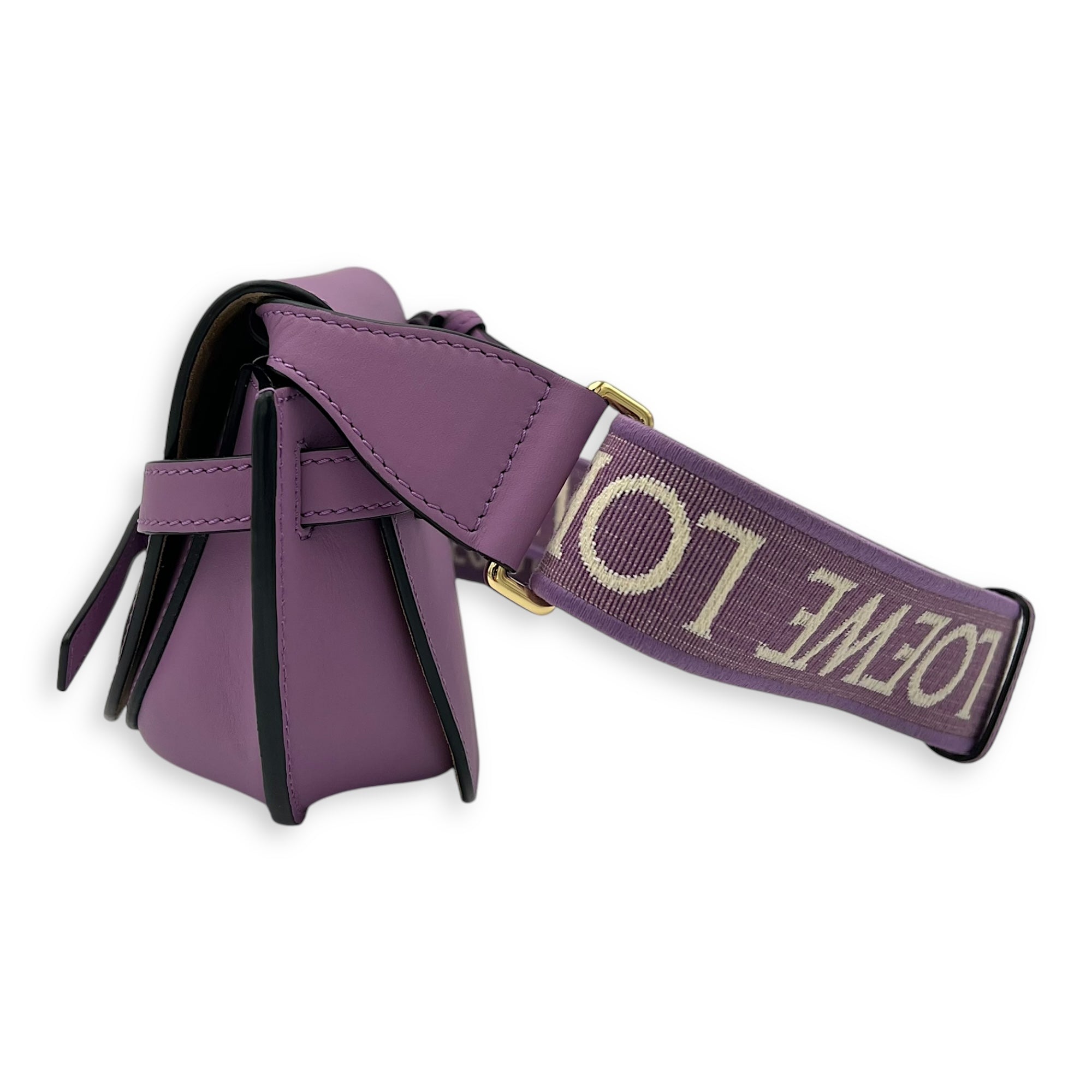 Gate Dual Mini Purple Crossbody Bag in Calfskin, Gold hardware - Image 5