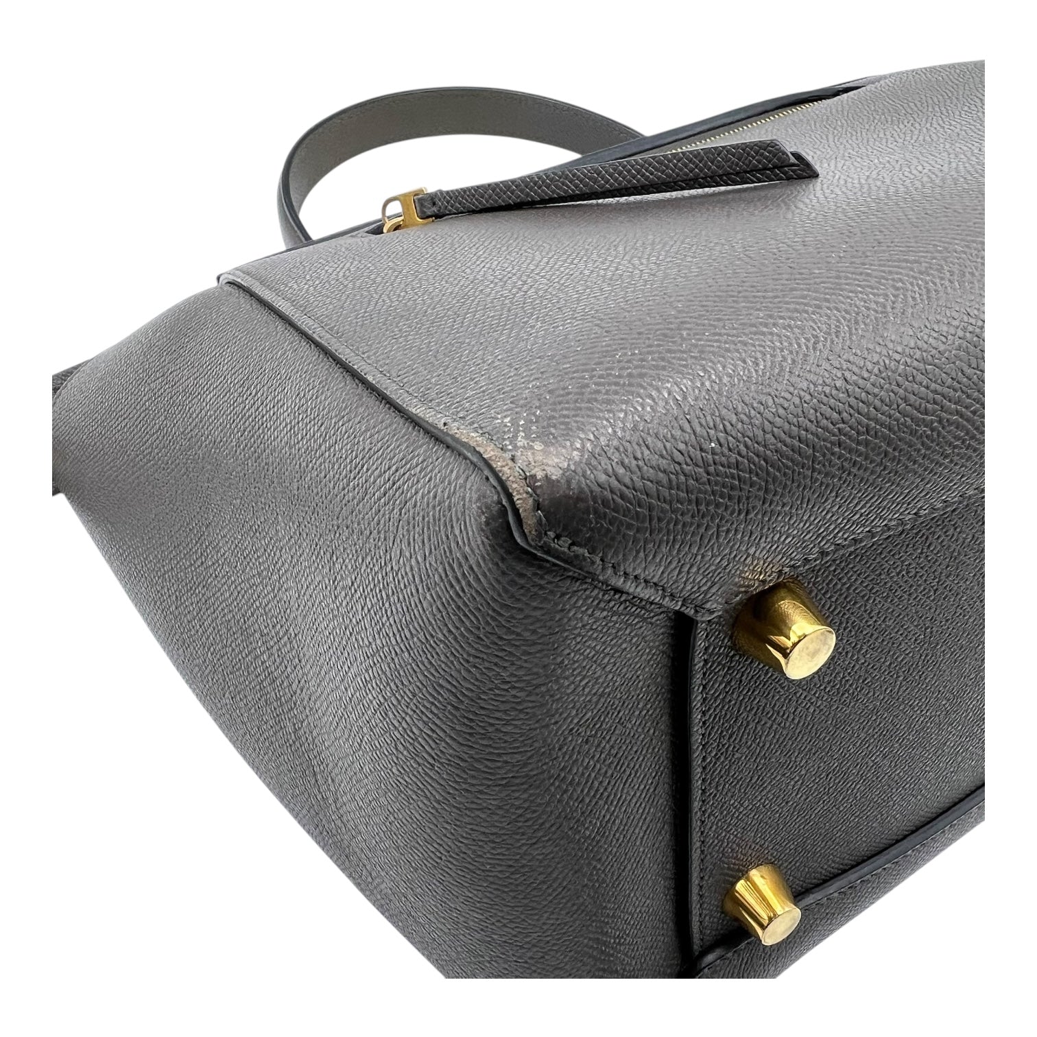 Belt Bag Mini Grey Top Handle Bag in Calfskin, Gold hardware - Image 10