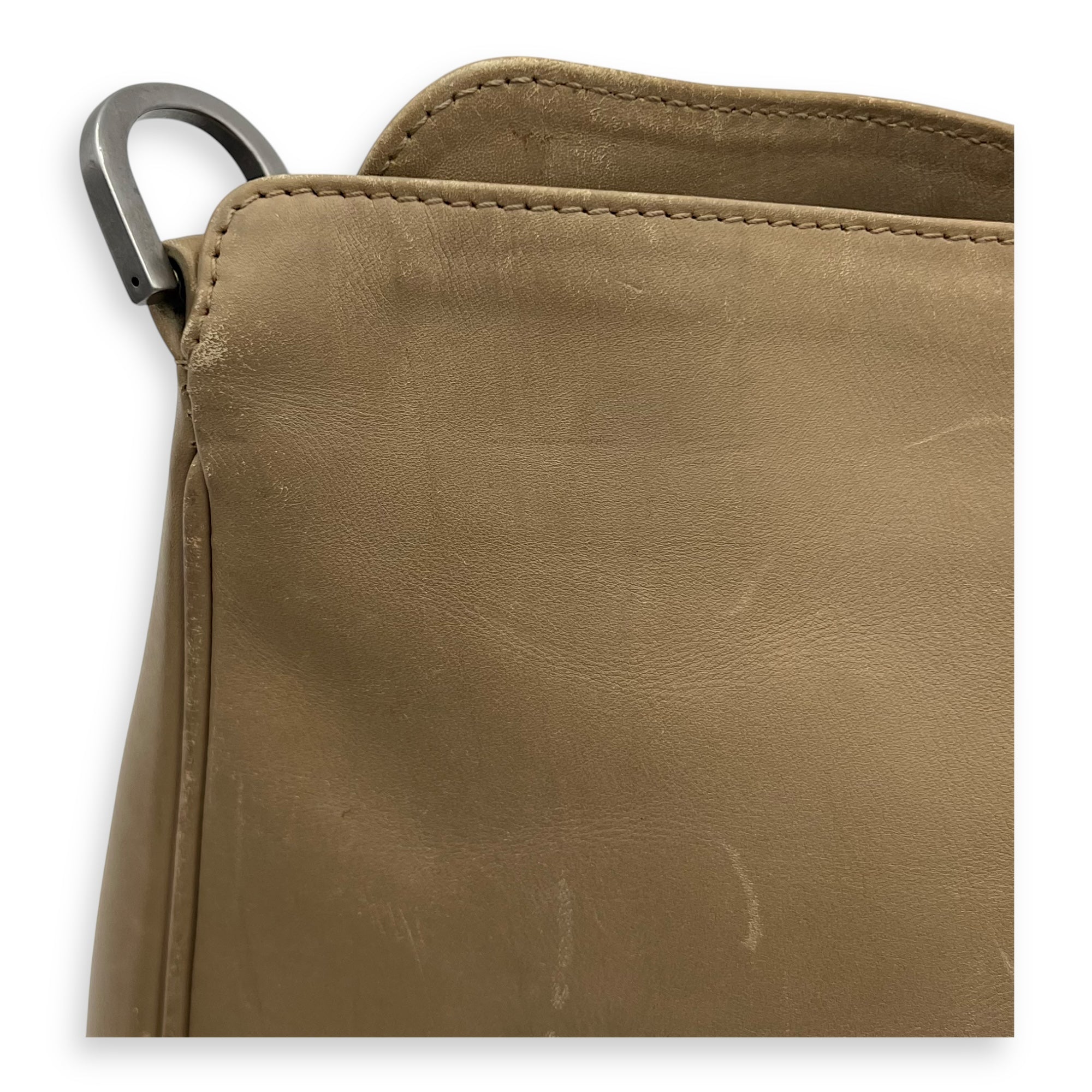 Bamboo Top Handle Bag Beige in Calfskin, Silver hardware - Image 11