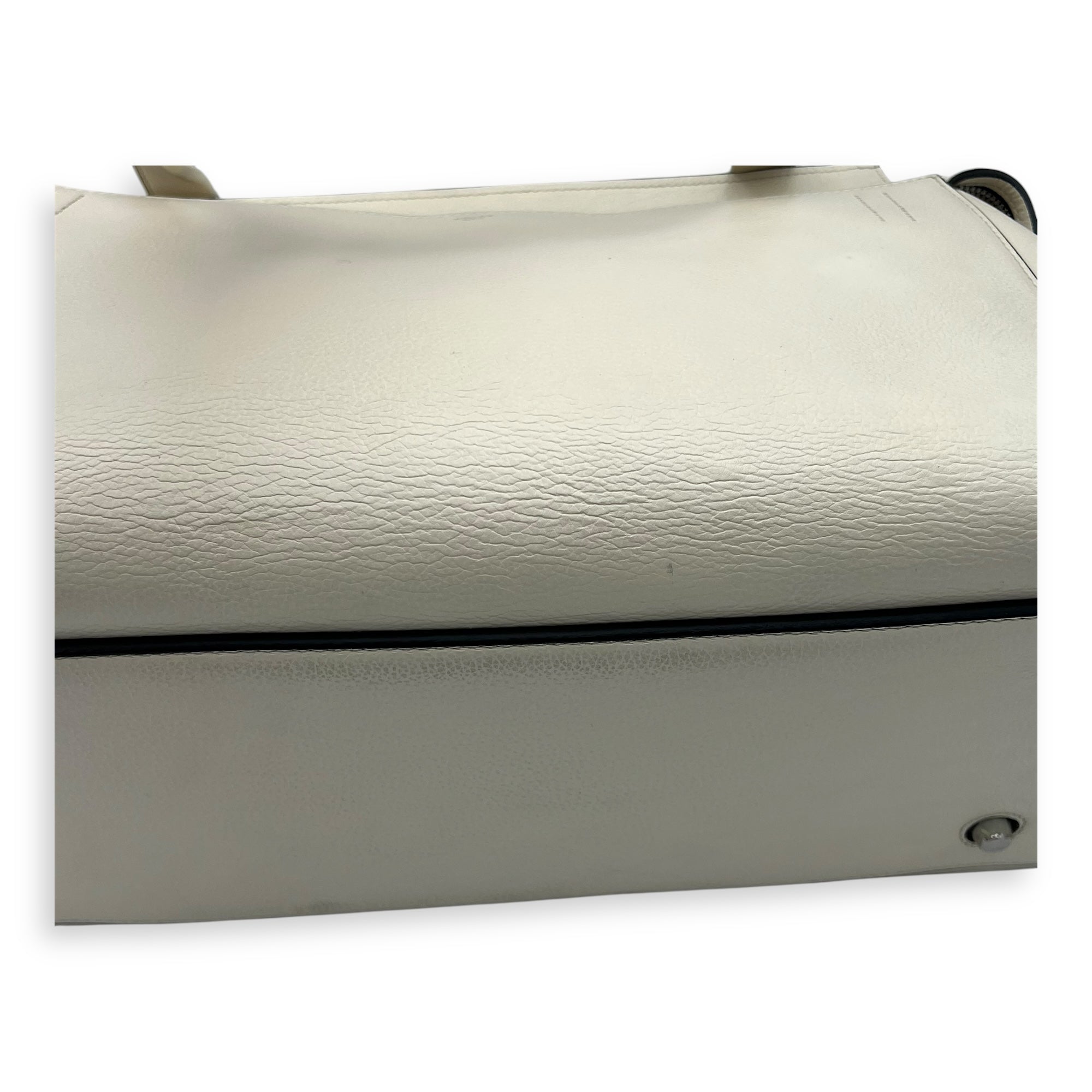 Edge Top Handle Bag White in Calfskin, Silver hardware - Image 14