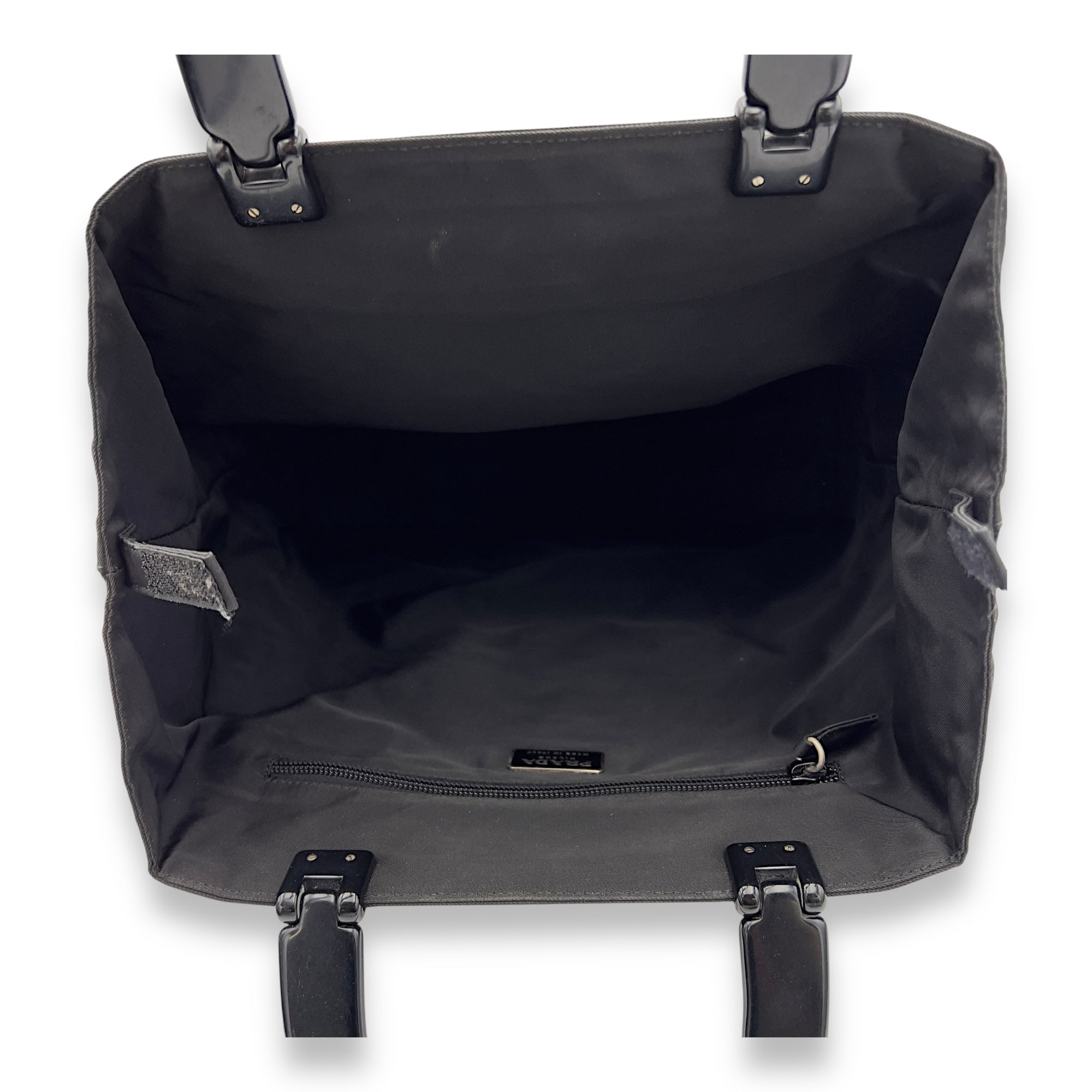 Logo Top Handle Bag Black in Nylon, Silver hardware - Image 7