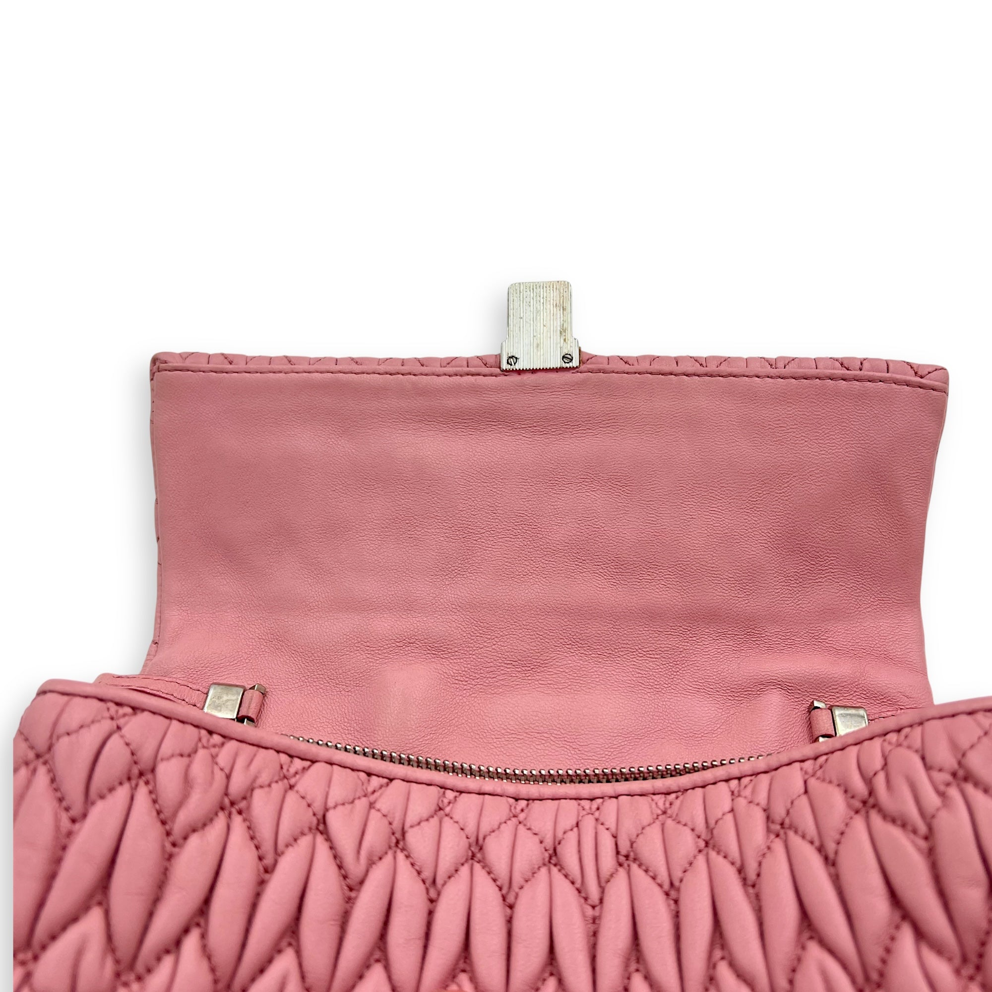 Matelassé Shoulder Bag Pink in Lambskin, Silver hardware - Image 17
