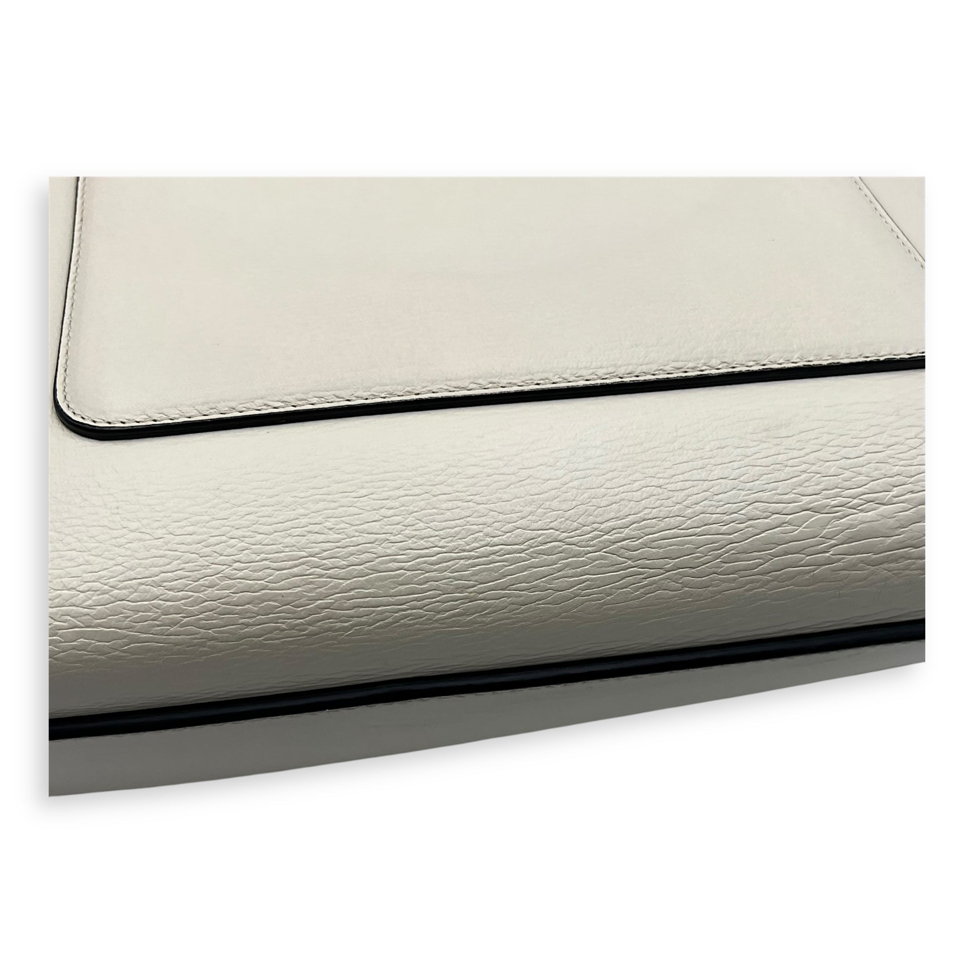 Edge Top Handle Bag White in Calfskin, Silver hardware - Image 13
