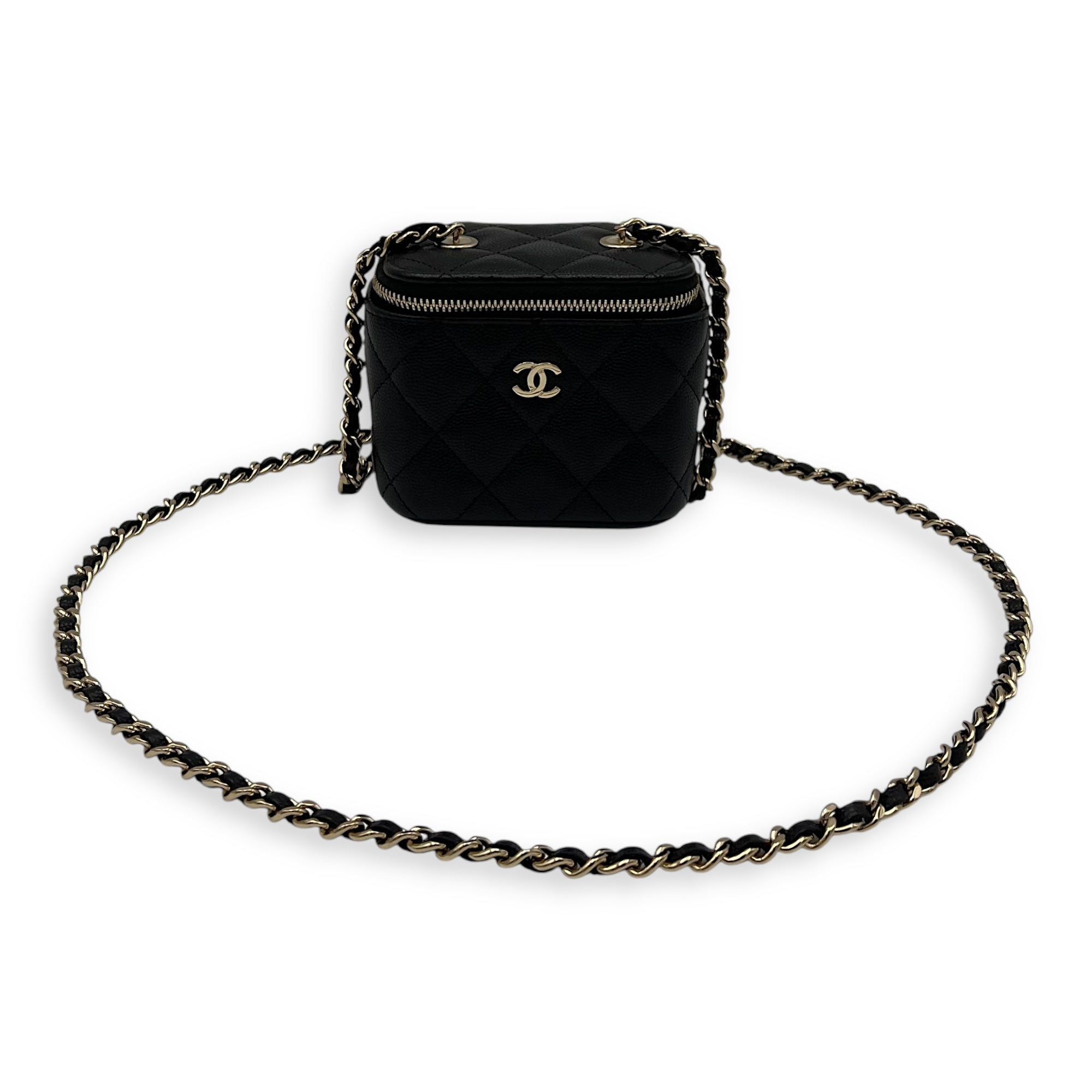 Vanity Crossbody Bag Mini Black in Caviar Leather, Gold hardware - Image 7