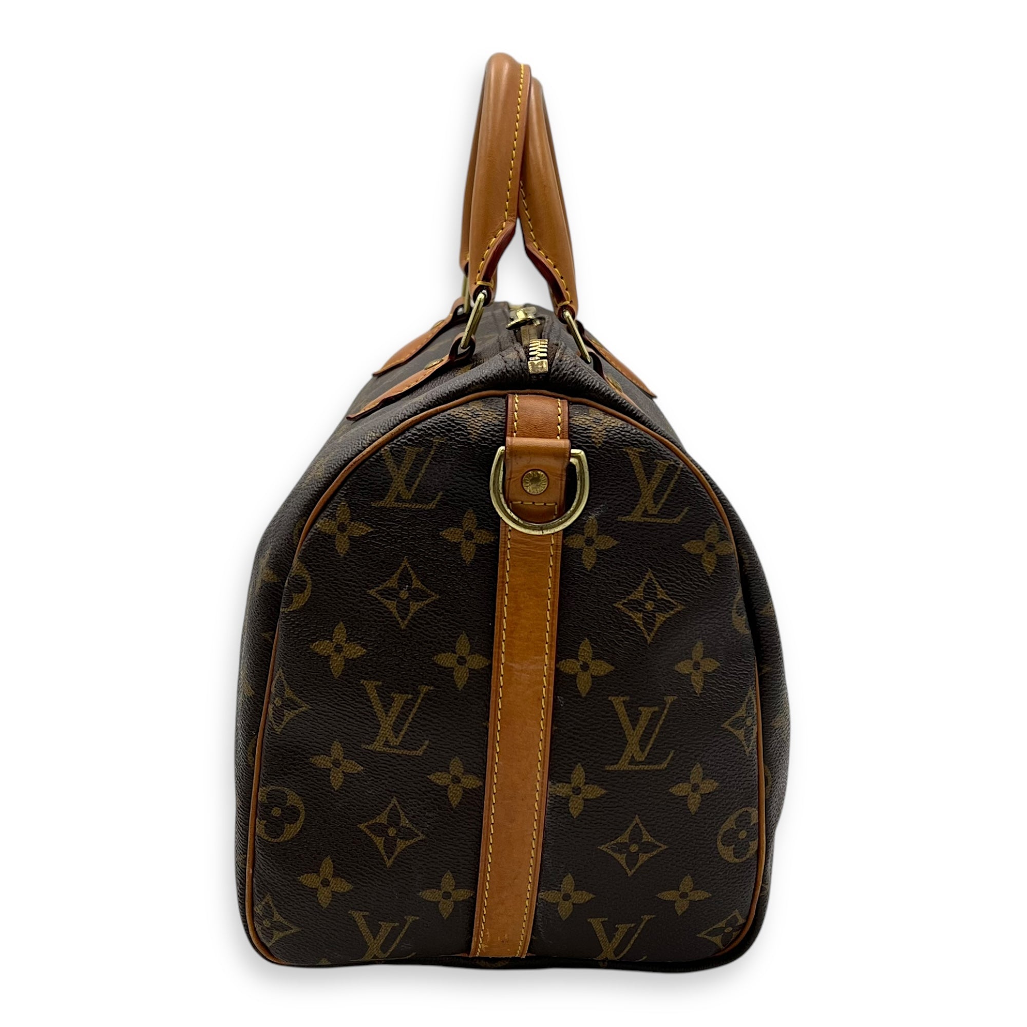 Speedy Bandouliere Top Handle Bag 30 Brown in Monogram Coated Canvas, Gold hardware - Image 5