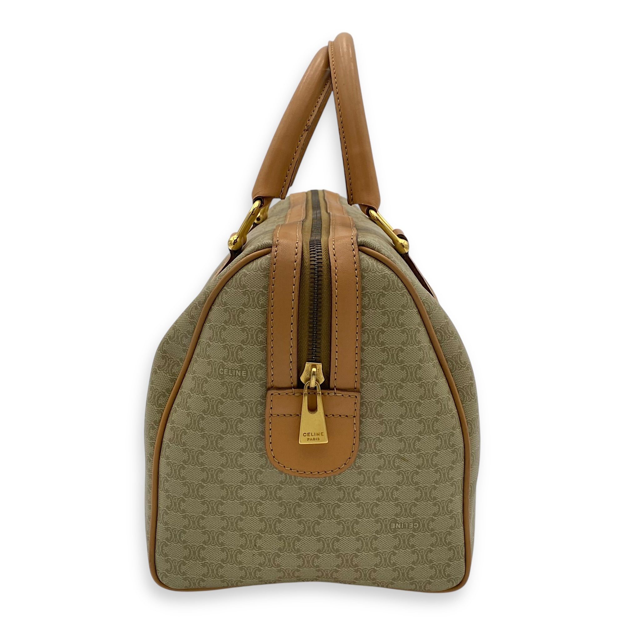 Macadam Top Handle Bag Beige in Coated Canvas, Gold hardware - Image 4