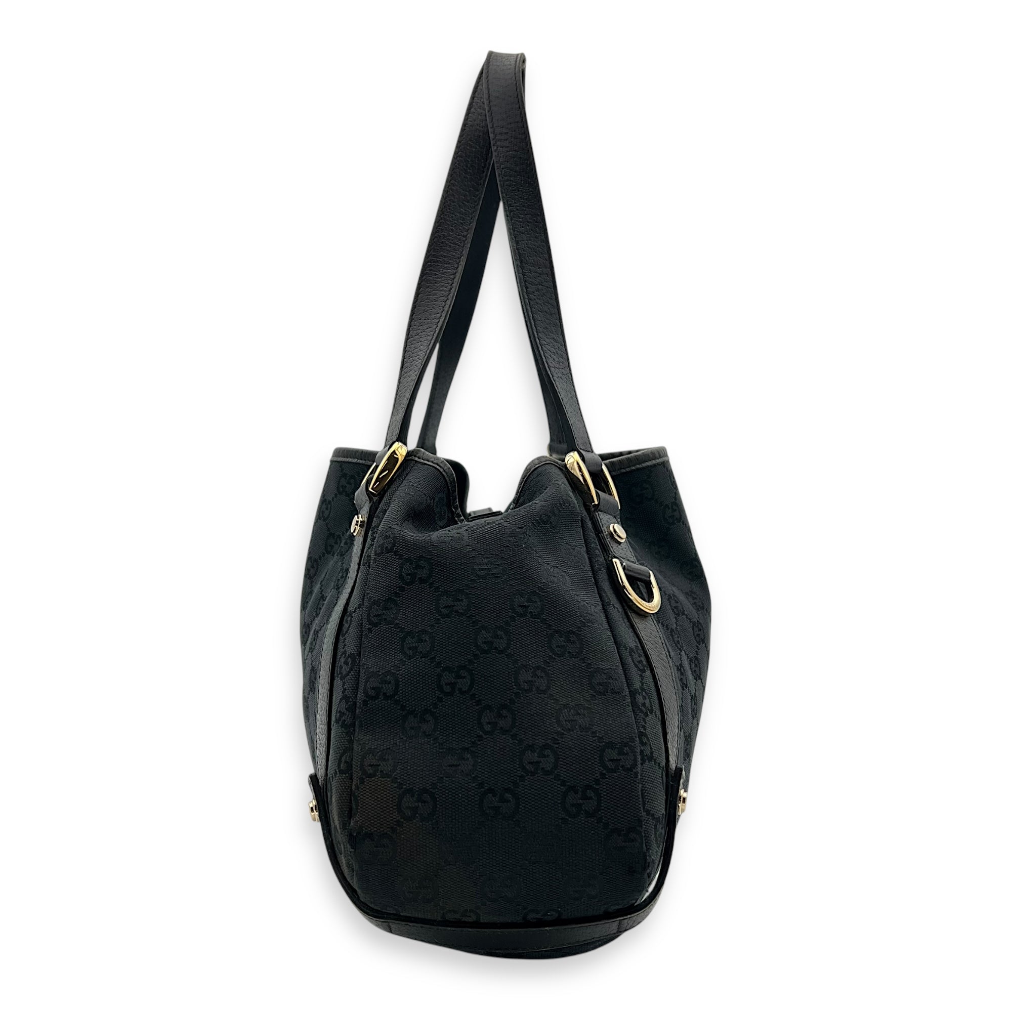 GG Shoulder Bag Black in Canvas, Gold hardware - Image 4