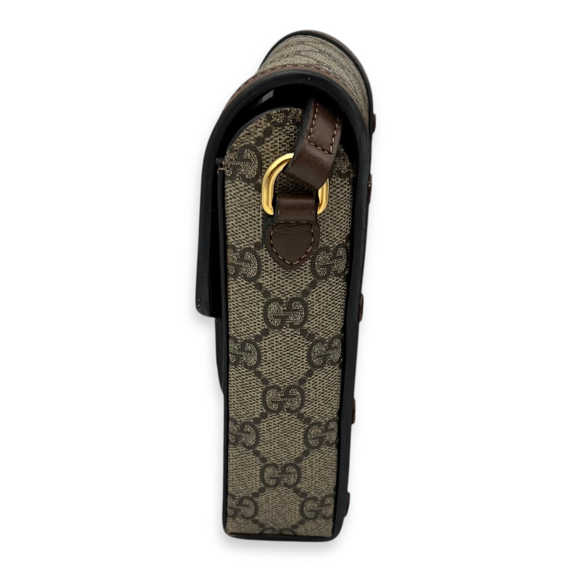 Horsebit 1955 Shoulder Bag Brown in Monogram Coated Canvas, Gold hardware - Image 4
