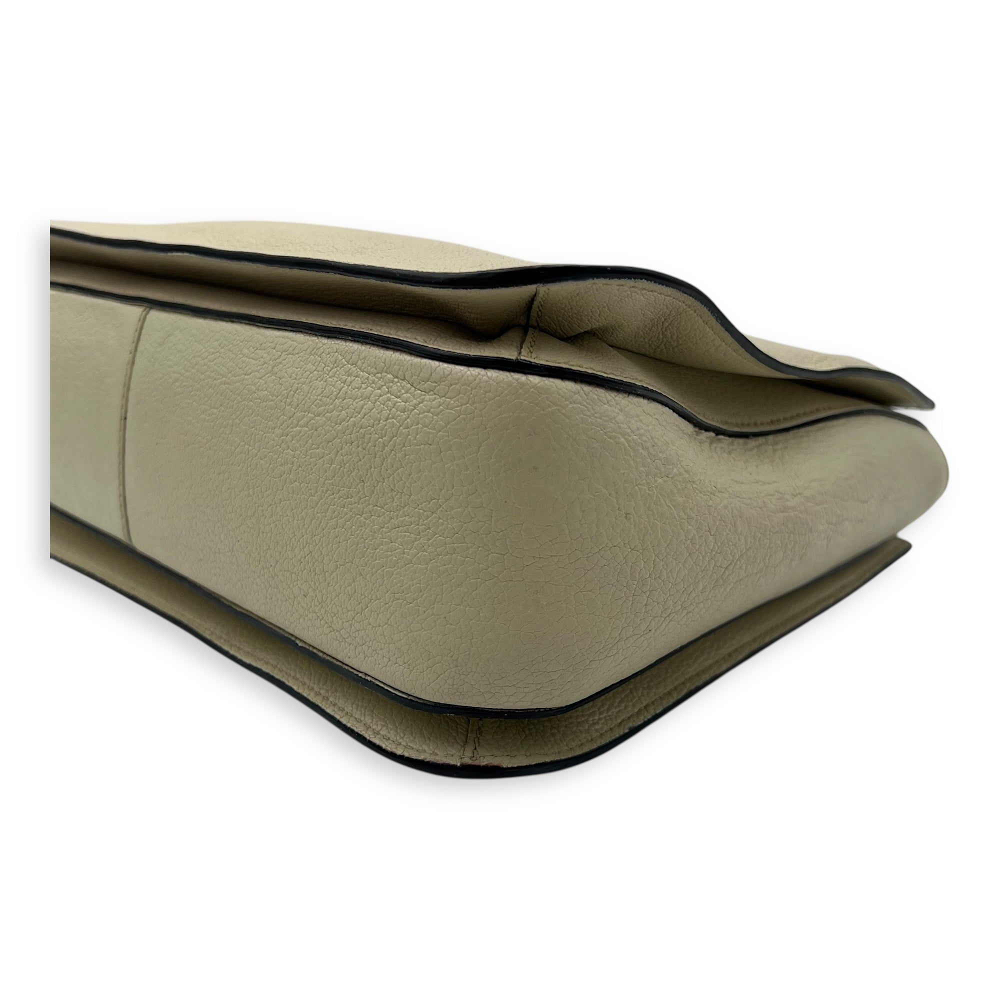 Buckle Top Handle Bag White in Calfskin, Gold hardware - Image 13