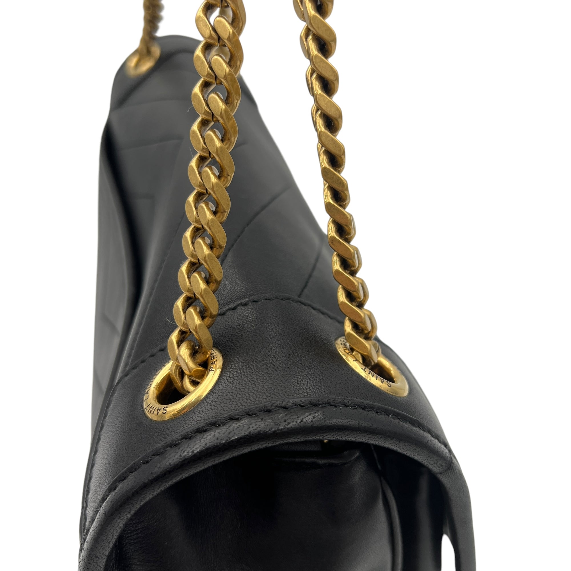 Niki Medium Black Shoulder Bag in Lambskin, Gold hardware - Image 11