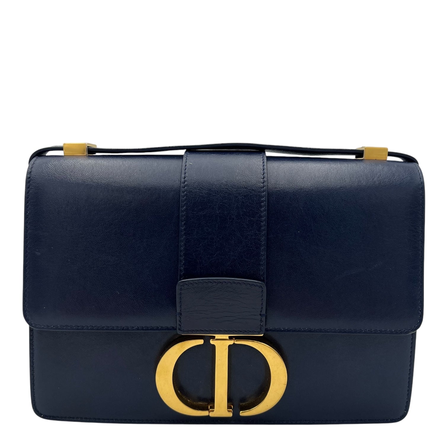 30 Montaigne Shoulder Bag Blue in Calfskin, Gold hardware