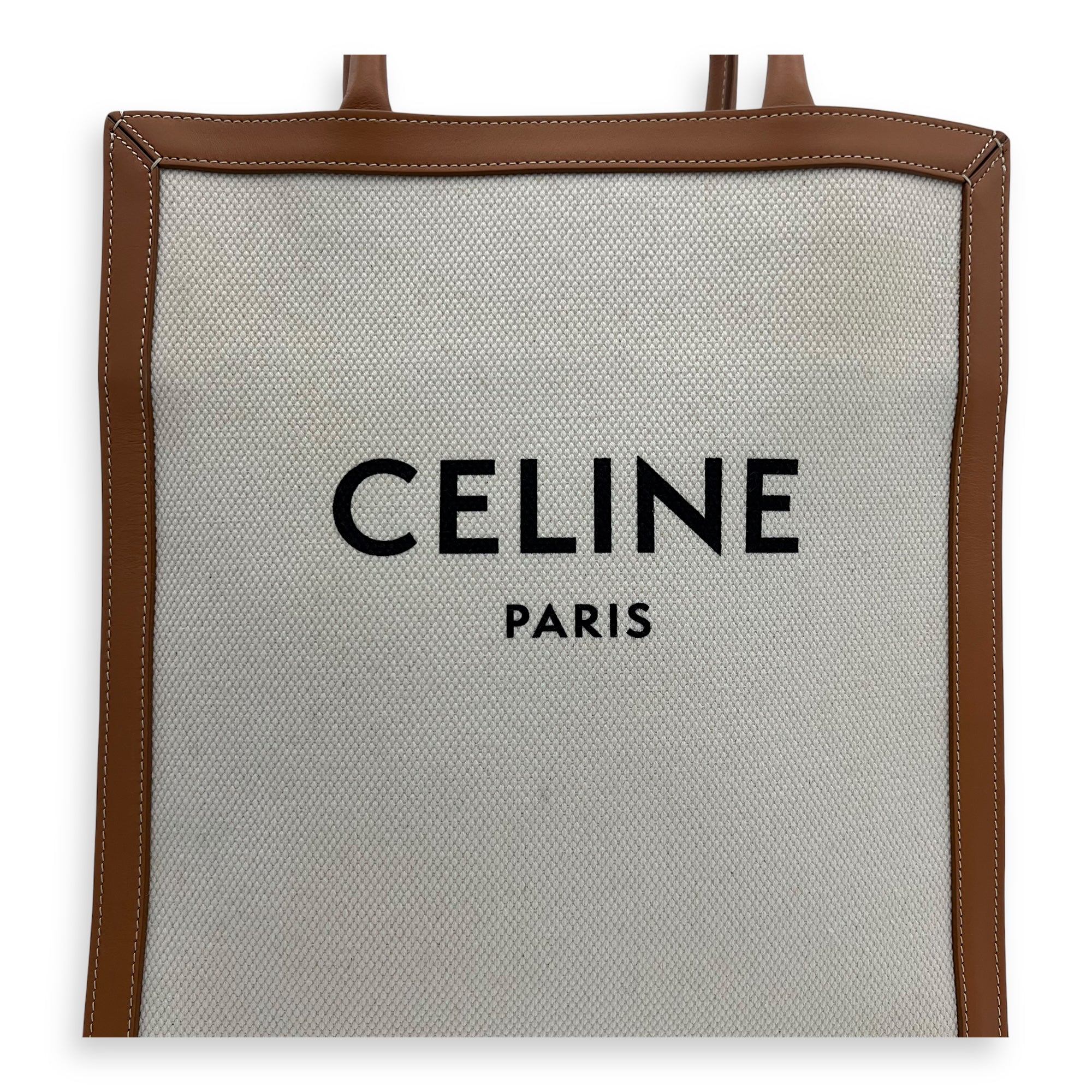 Cabas Top Handle Bag Brown in Canvas, Gold hardware - Image 8