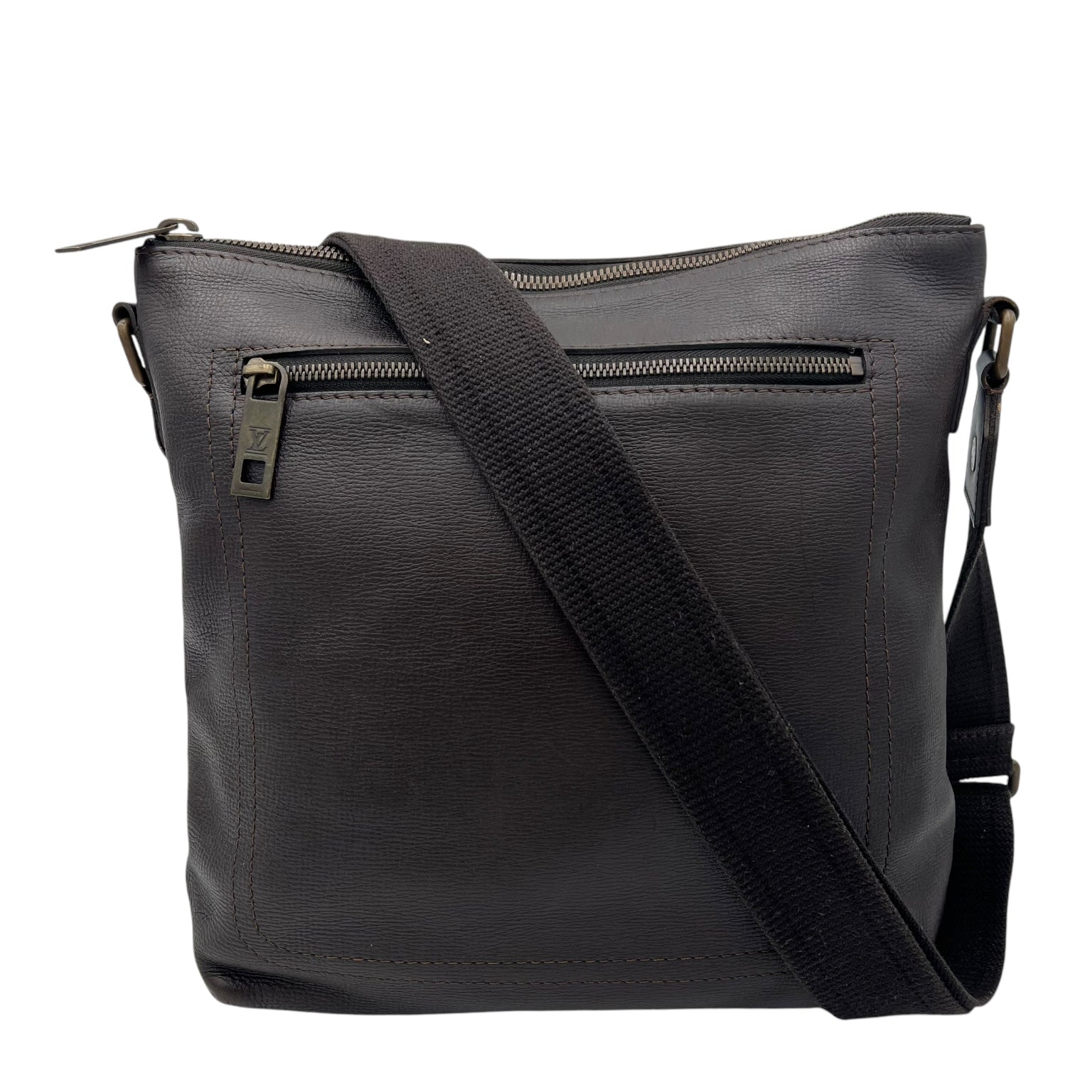 Utah Crossbody Bag Brown in Taiga Leather, Brushed Gold hardware